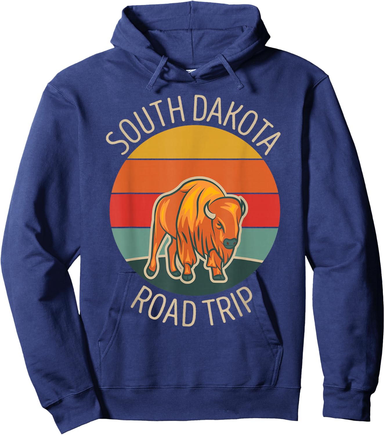 South Dakota Family Road Trip Buffalo Bison Matching Hoodie - Hoodie | Navy