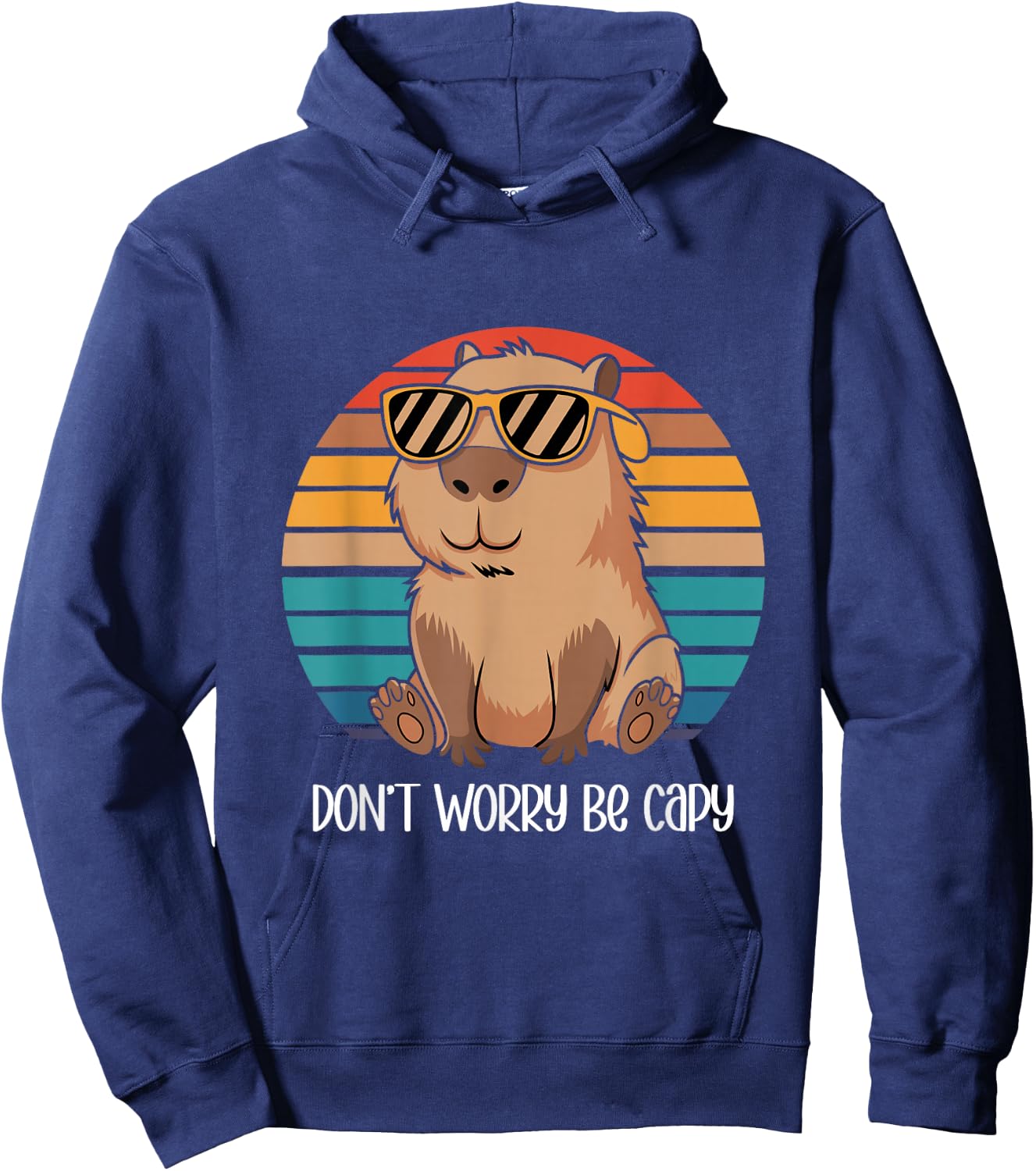 Capybara Dont Worry Be Cappy Capybara Retro Boys Girls Hoodie - Hoodie | Navy