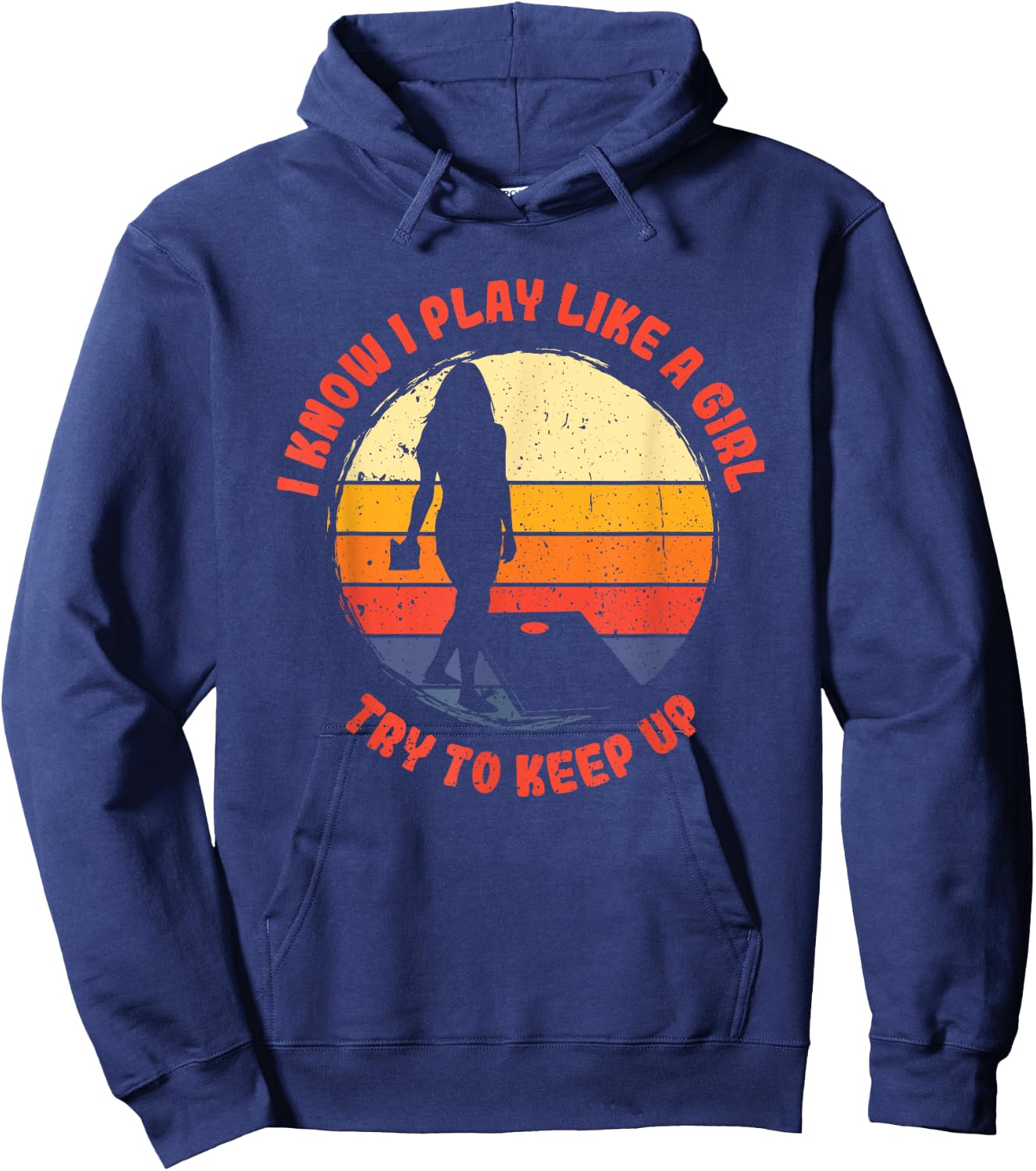 I know i play like a girl women retro cornhole Hoodie - Hoodie | Navy