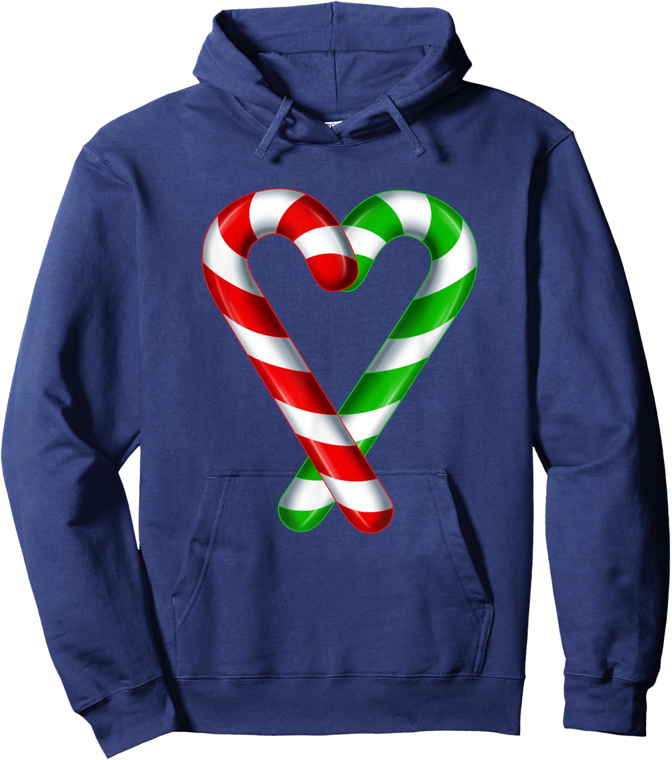 Candy Cane Heart Merry Green Red White Candy Couples Hoodie - Hoodie | Navy