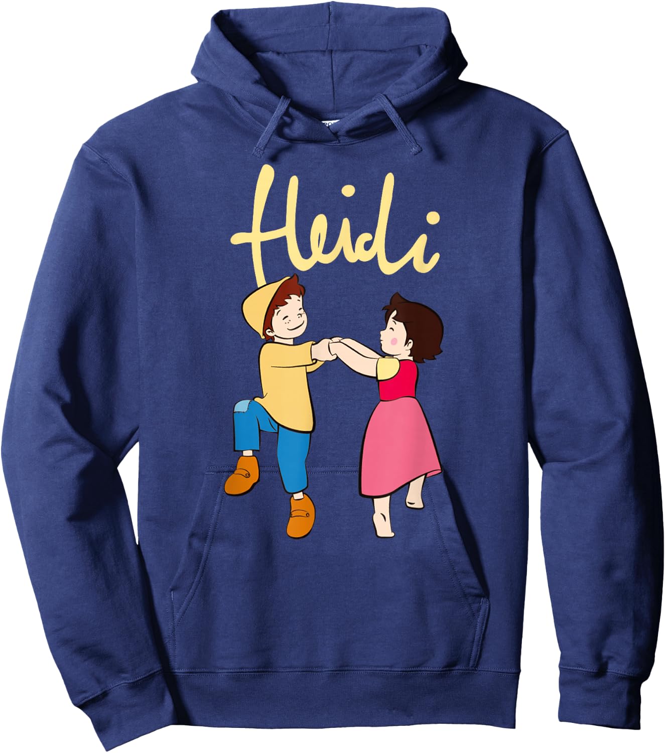 Heidi and Peter Dancing with Logo Yellow Cartoon TV Series , black Hoodie - Hoodie | Navy