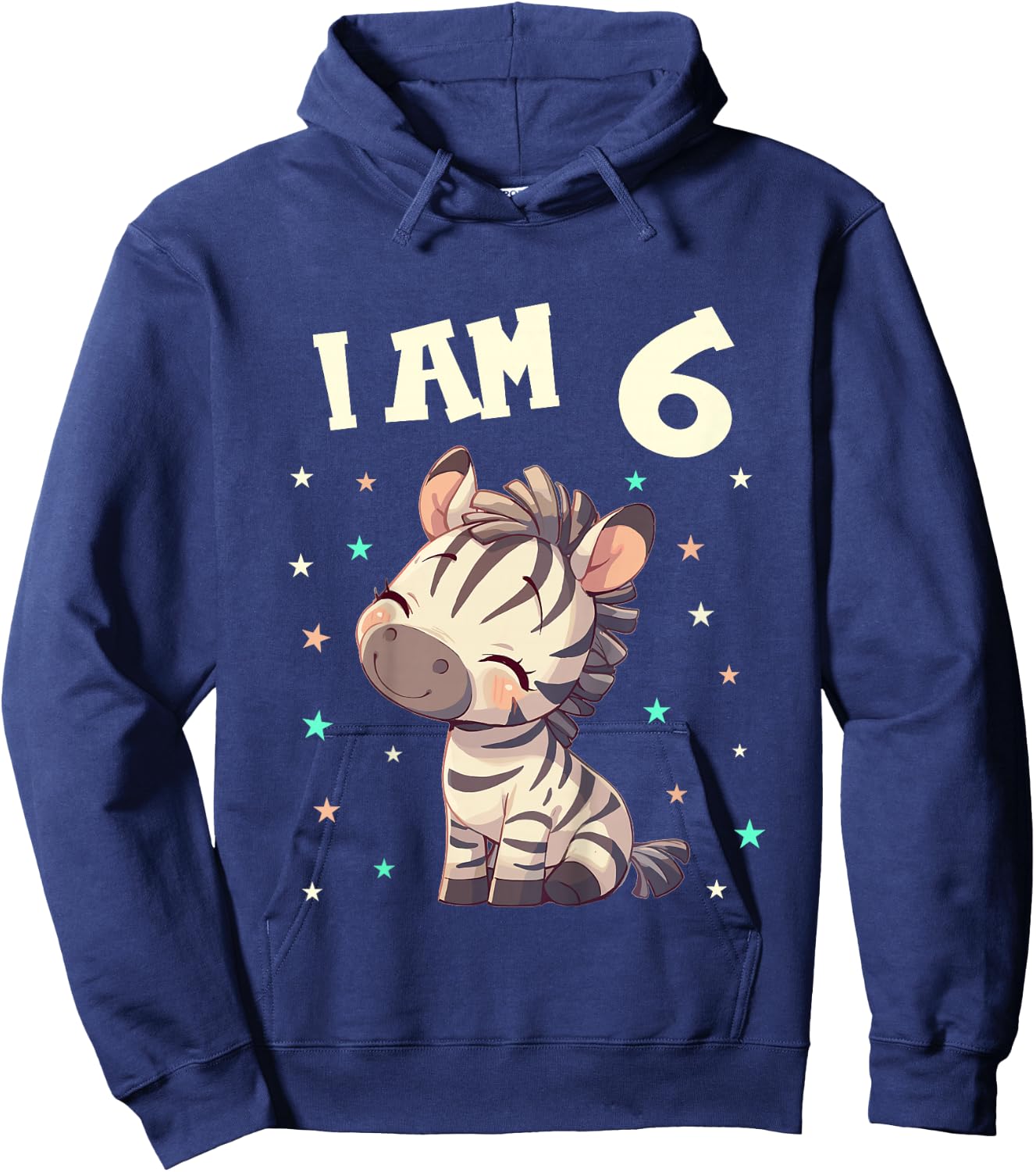 Kids 6 Years old 6 birthday Zebras Boy Girl Zebra Hoodie - Hoodie | Navy