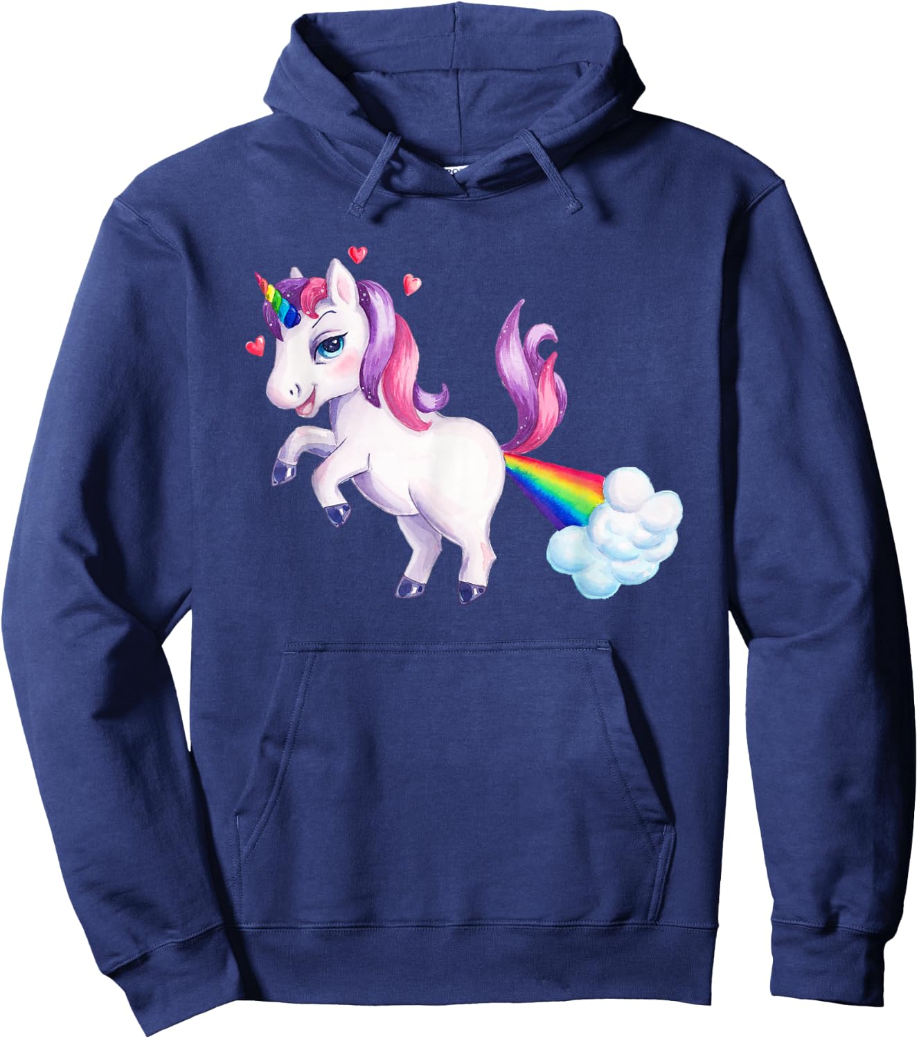 Rainbow Unicorn Fart | Funny Farting Unicorn Hoodie - Hoodie | Navy
