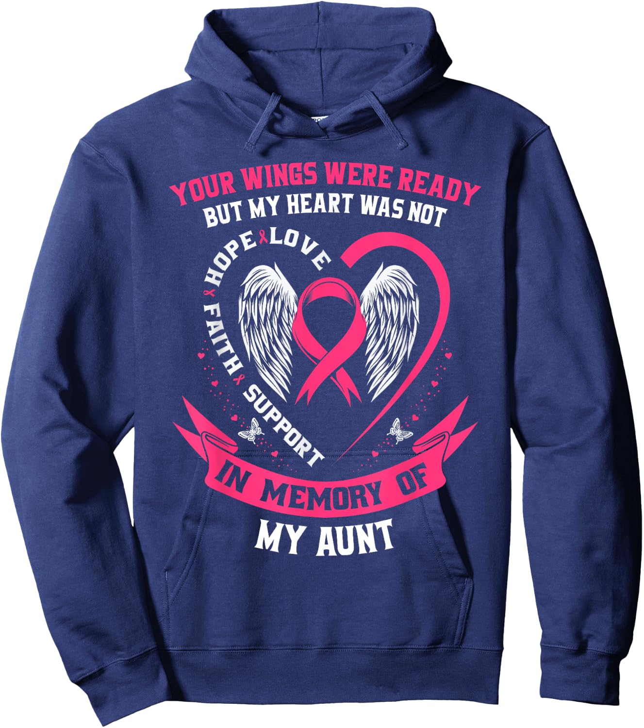 Memorial Gifts Loss of Aunt Breast Cancer Awareness Shirts Hoodie - Hoodie | Navy