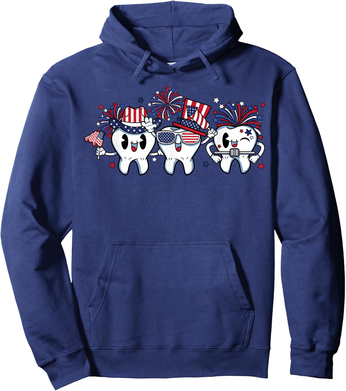 4th of July Dental Squad Dentist Hygienist US Flag Patriotic Hoodie - Hoodie | Navy