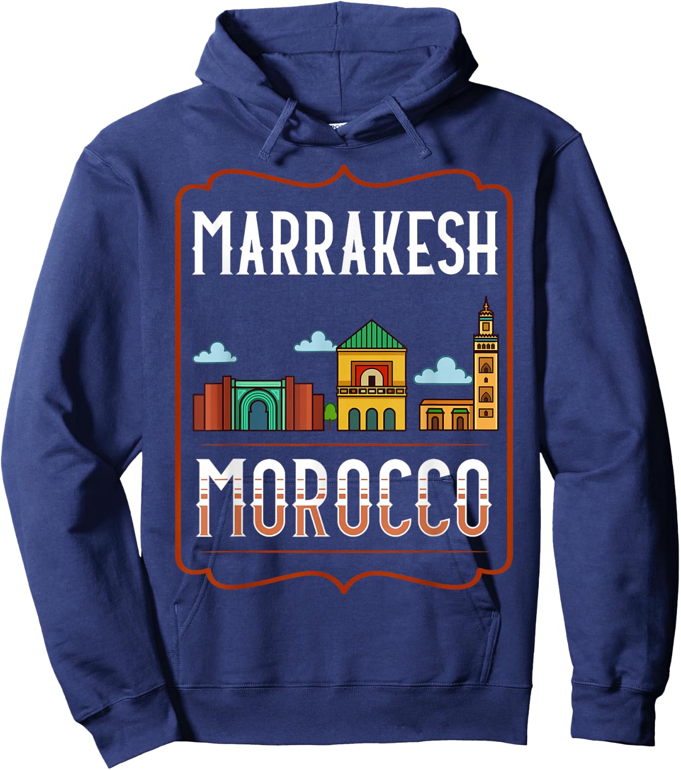 Marrakesh Morocco City Skyline Map Travel Hoodie - Hoodie | Navy
