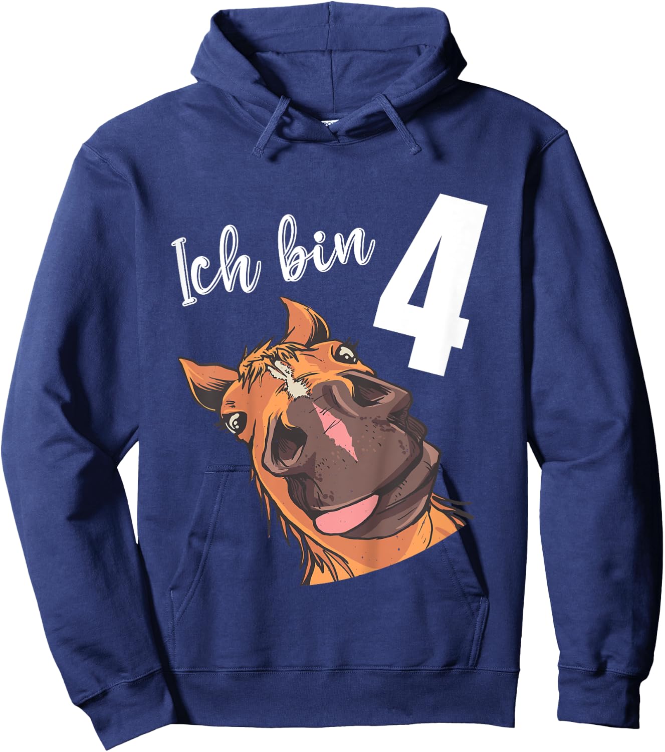 Children's 4 Years Boy Girl 4th Birthday Horse , black Hoodie - Hoodie | Navy