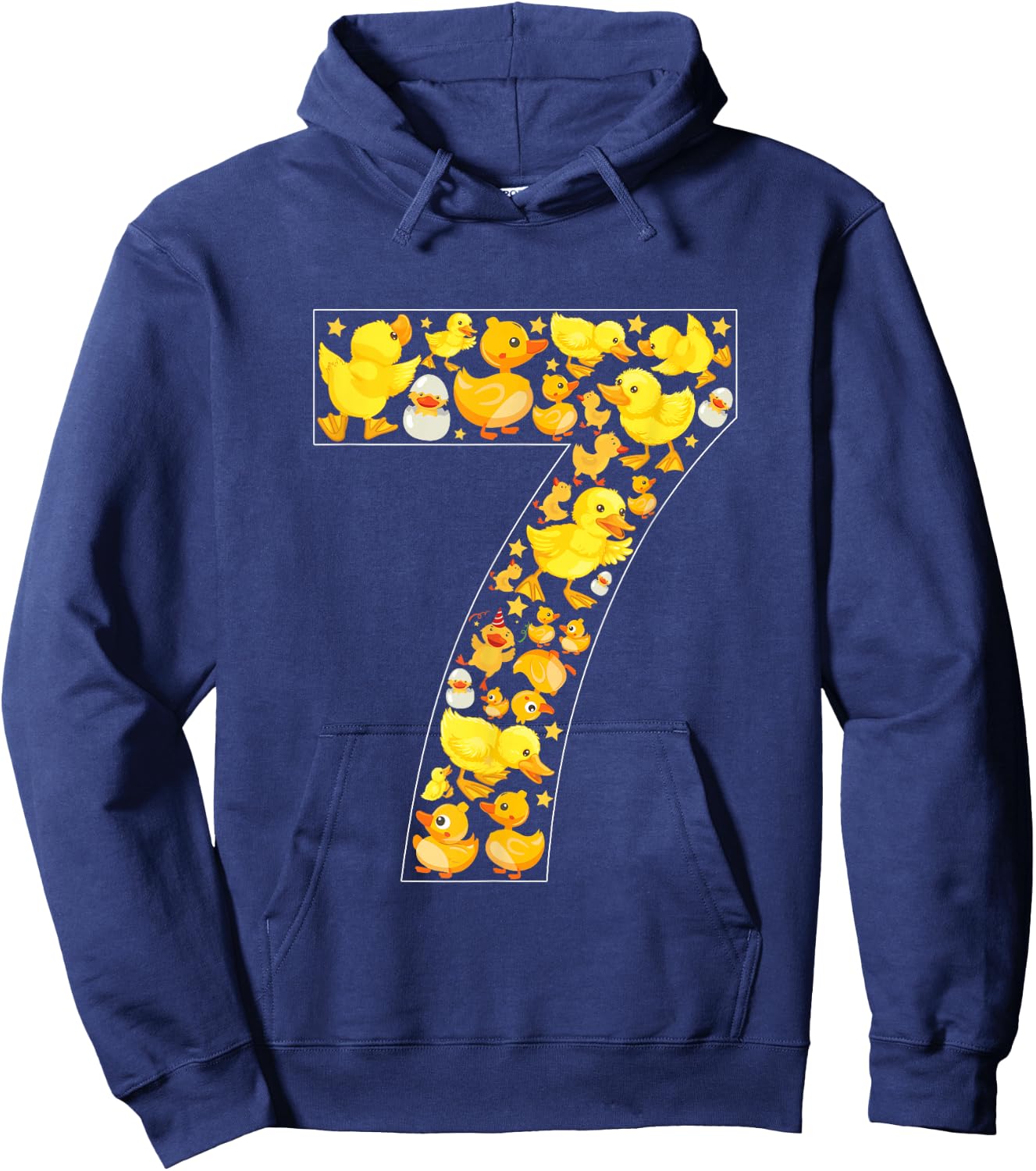 7th Birthday Cute Duck Theme 7 Year Old Boy Girl Birthday Hoodie - Hoodie | Navy