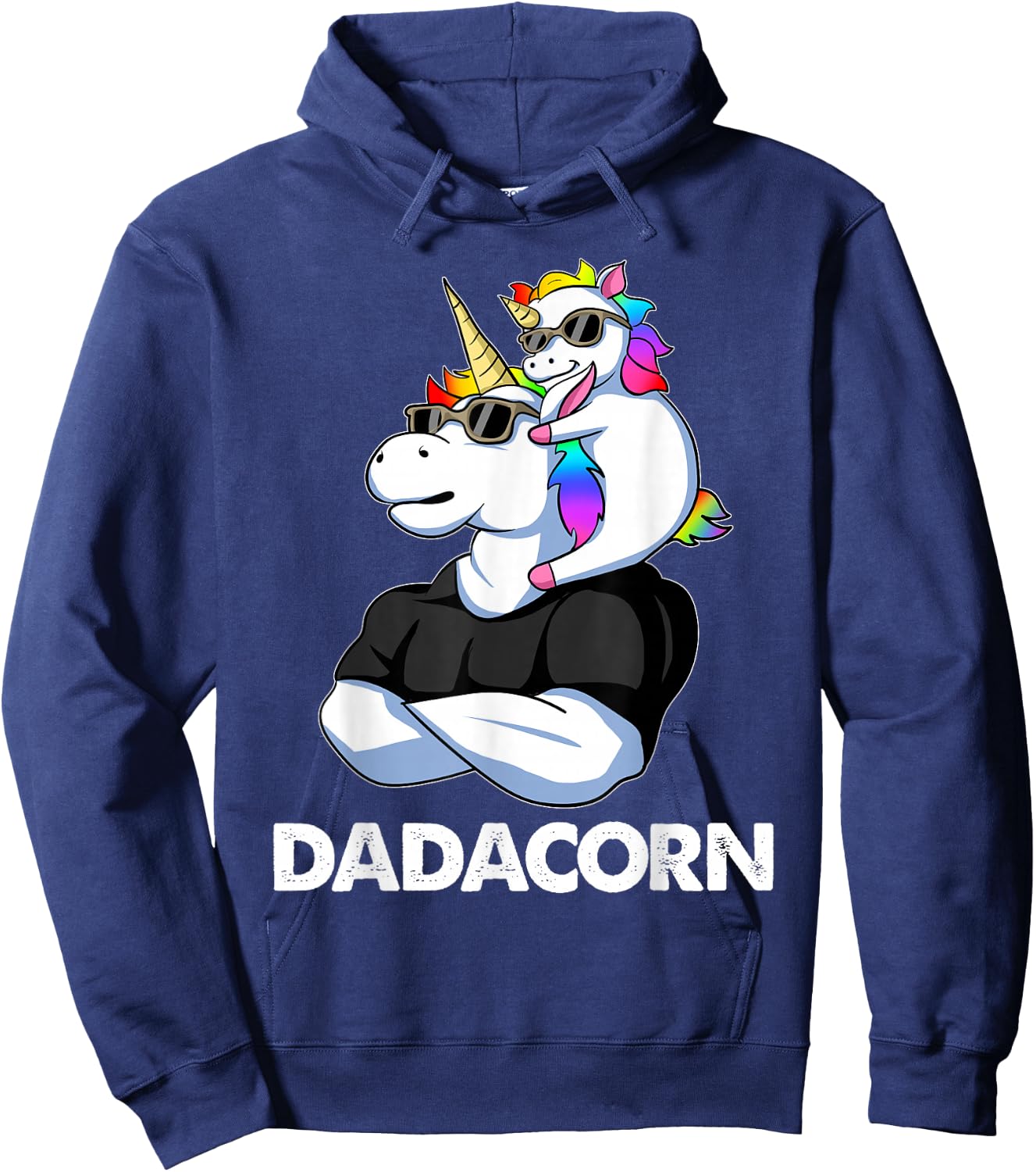 Dadacorn - Unicorn Dad and Baby Christmas Papa Father's Day Small Hoodie - Hoodie | Navy