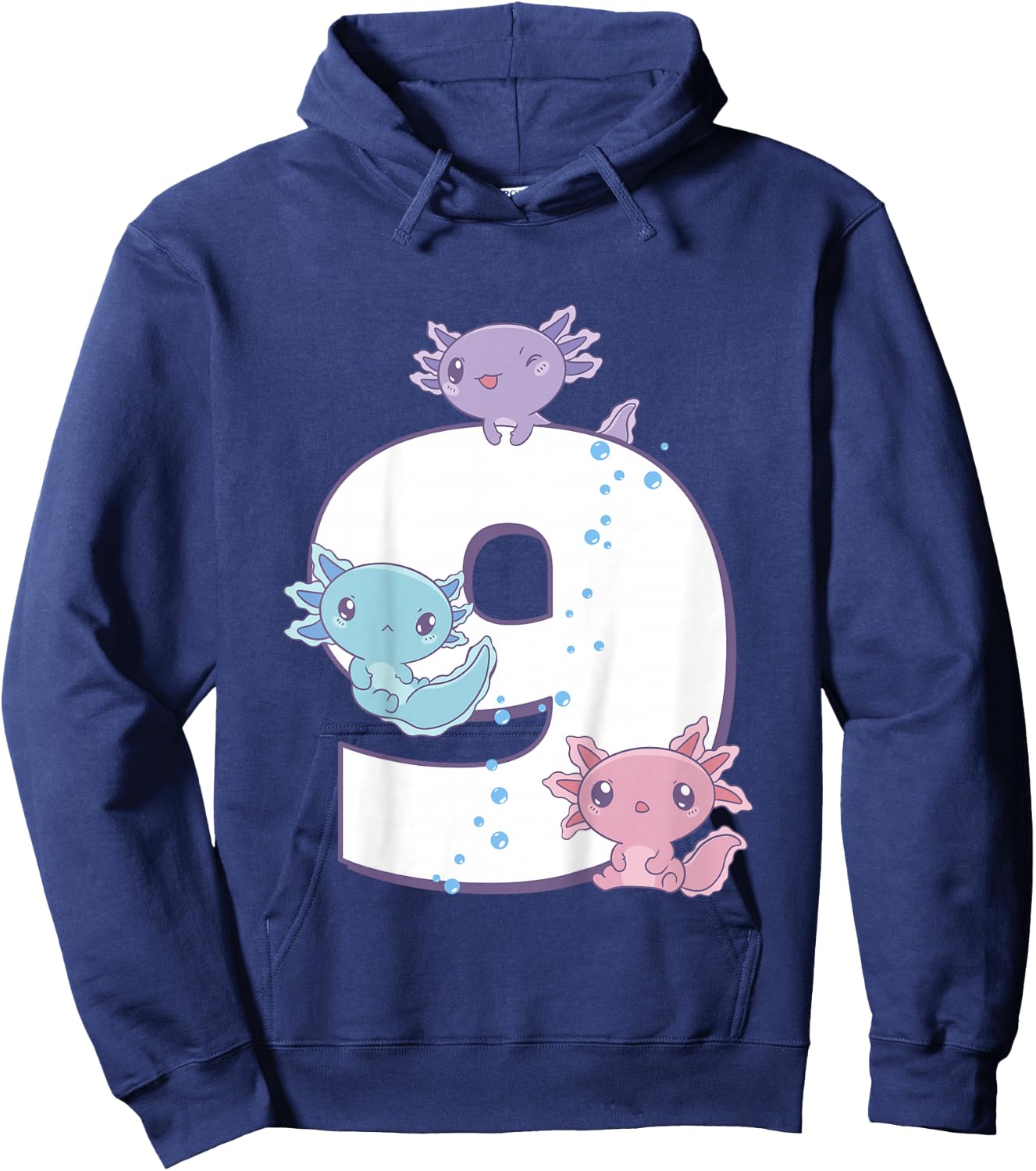 Axolotl 9th Birthday - I'm 9 Daughter Girl's Birthday Party Hoodie - Hoodie | Navy