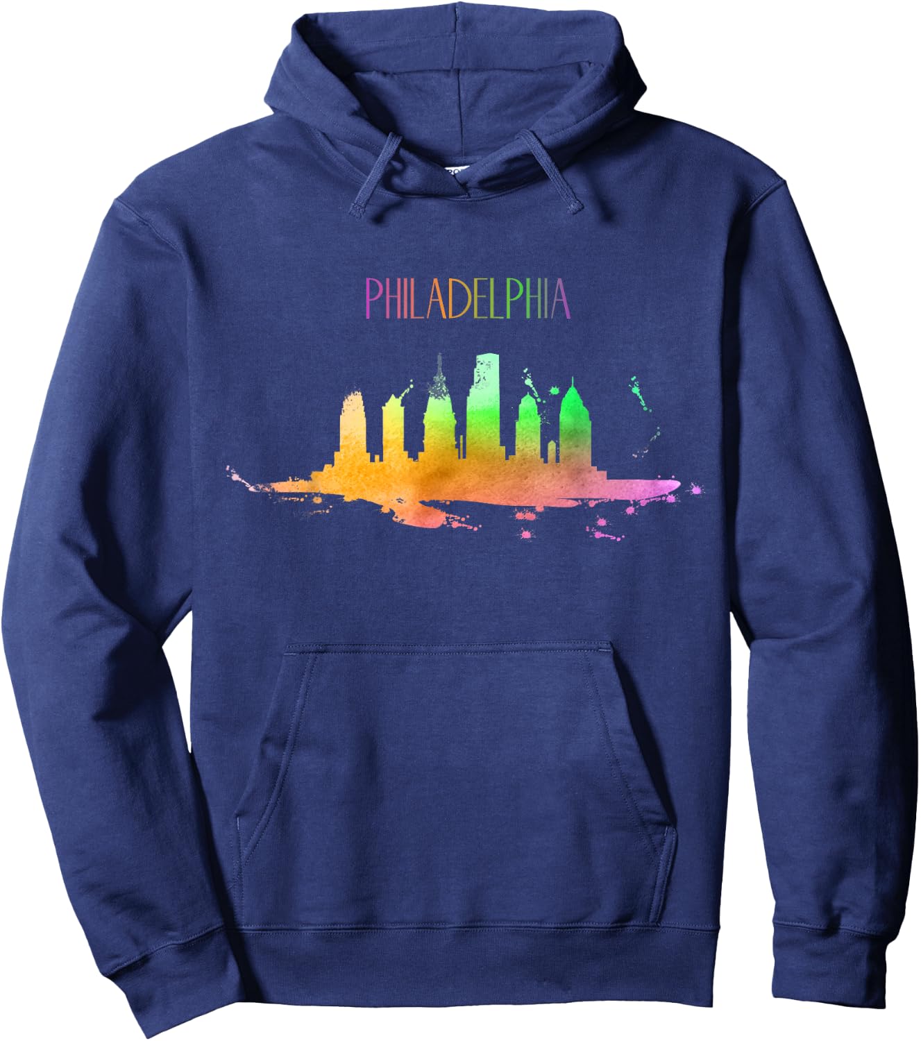Philadelphia Skyline Watercolour Souvenir Pennsylvania Hoodie - Hoodie | Navy