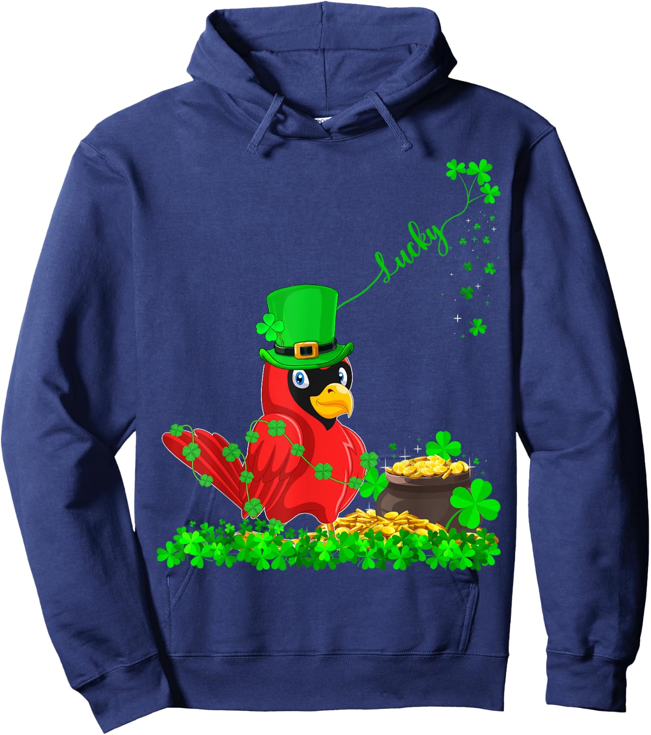 Irish Leprechaun Shamrock Lucky Cardinal St. Patrick's Day Hoodie - Hoodie | Navy