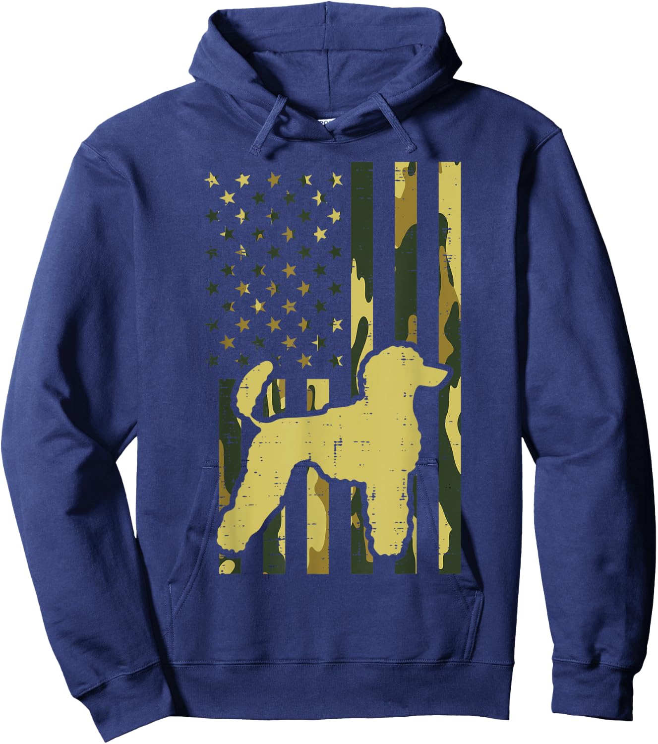 Camo US Flag Poodle Vintage Patriotic Dog Lover Owner Gift Women Kids Men Hoodie - Hoodie | Navy