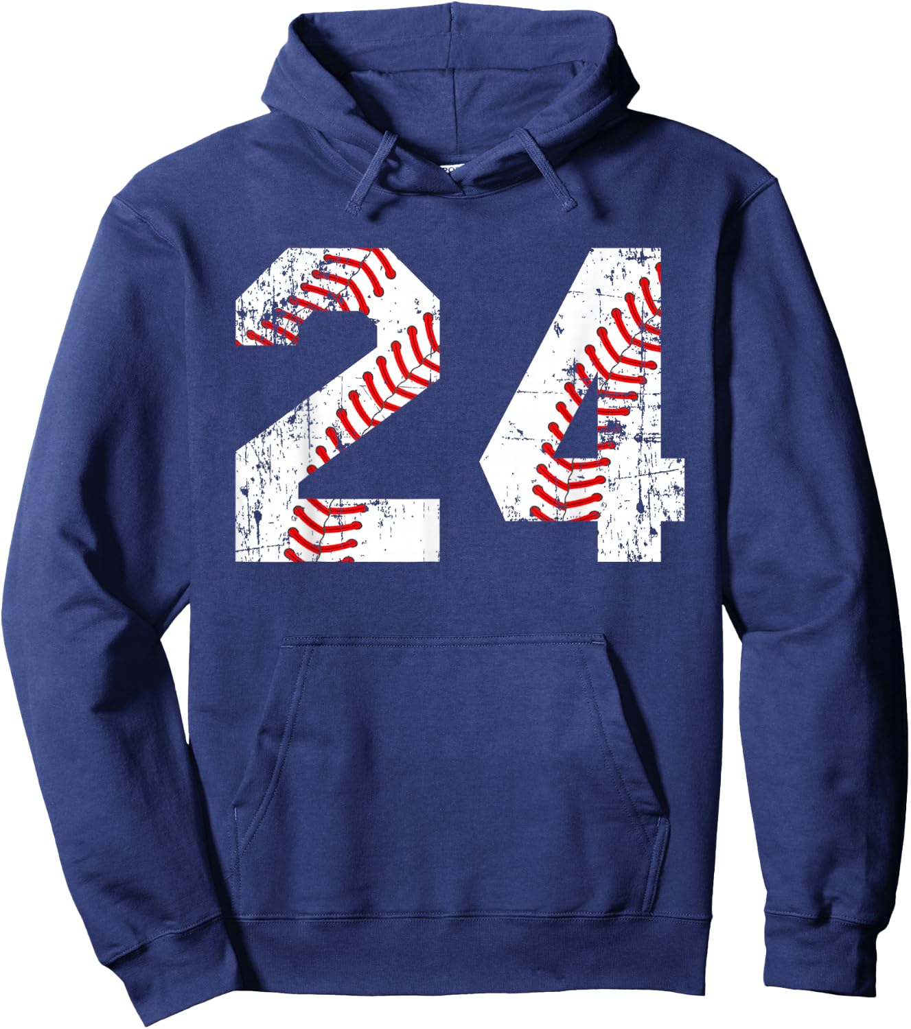 Vintage Baseball 24 Jersey Number Hoodie - Hoodie | Navy