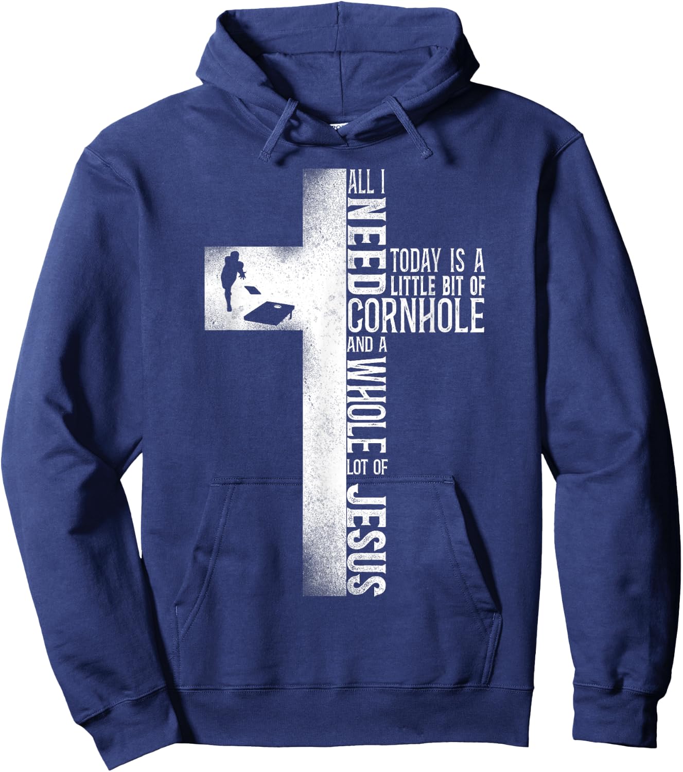 Cornhole Team Bean Bag Player Champ Cross Faith Jesus Hoodie - Hoodie | Navy
