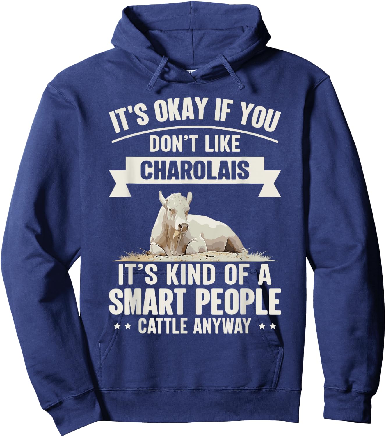 Smart People Cattle Farmer - Cow Breed Charolais Hoodie - Hoodie | Navy