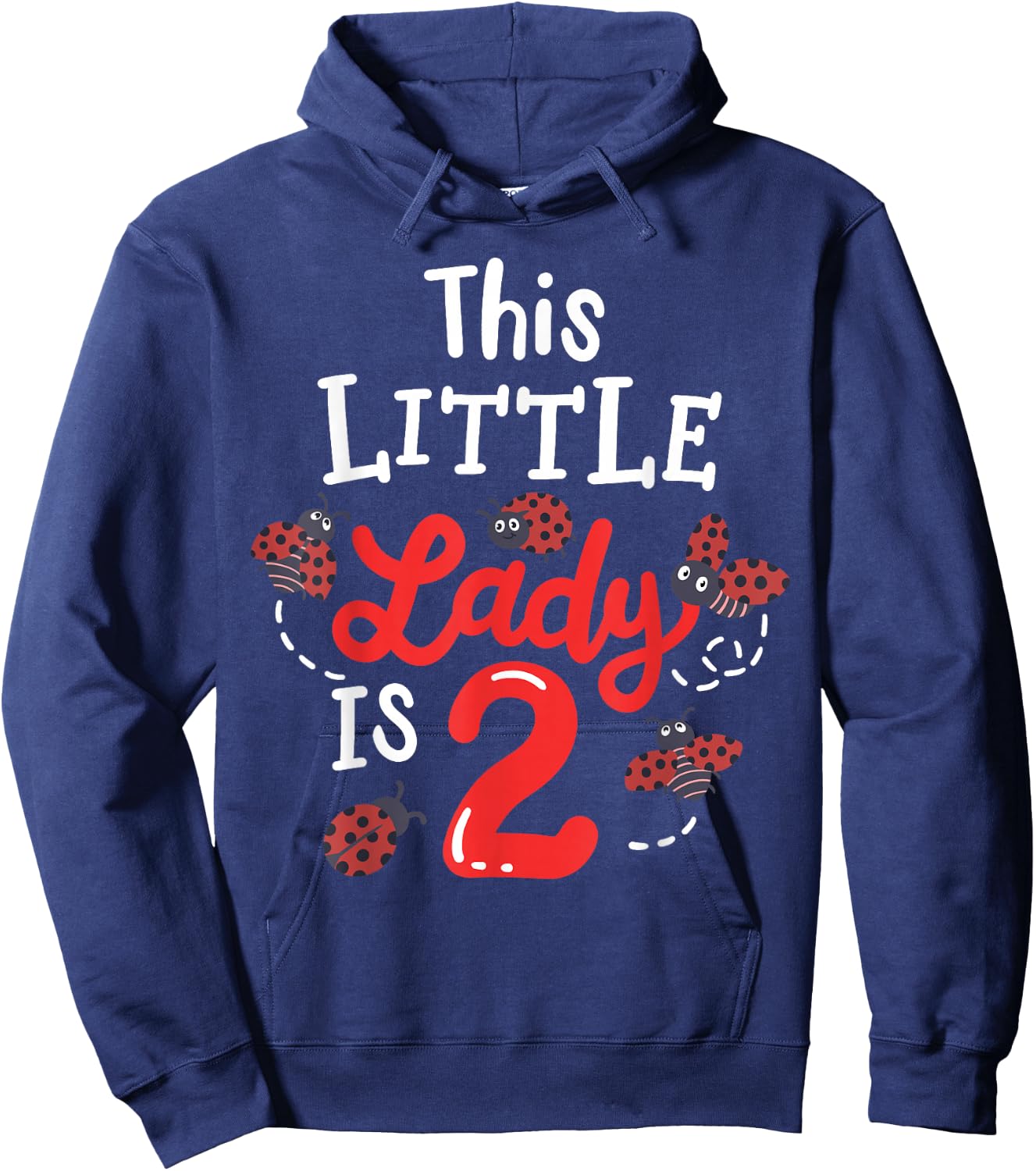 2 Year Old 2nd Birthday Matching Family Ladybug Girls Party Hoodie - Hoodie | Navy