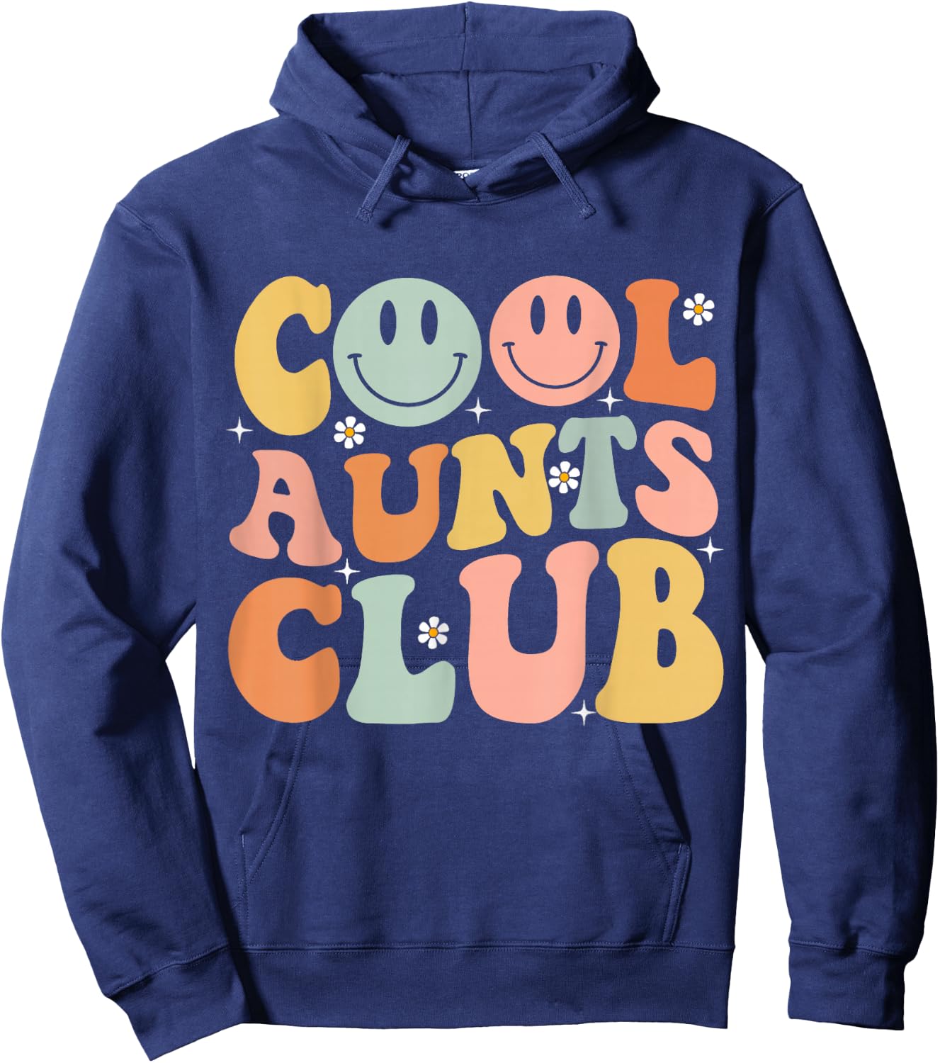 Groovy Retro Cool Aunts Club Auntie Funny Smile Happy Face Hoodie - Hoodie | Navy