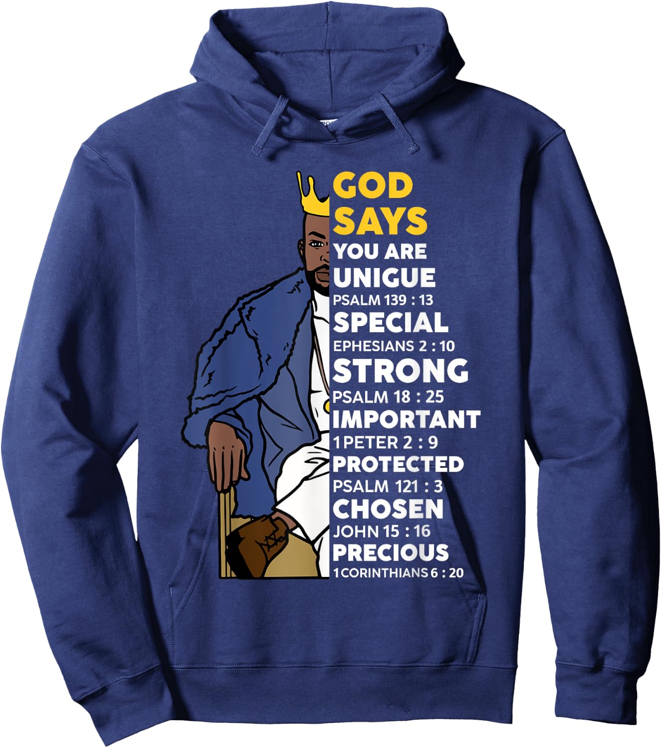 Black History God Says You Are African Christian Men Boys Hoodie - Hoodie | Navy