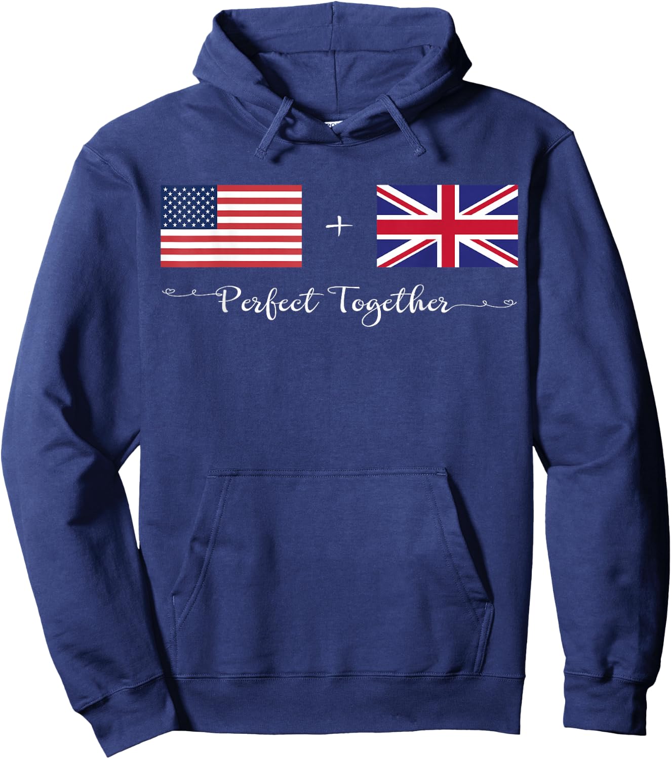 American + British Perfect Together Flag Hoodie - Hoodie | Navy