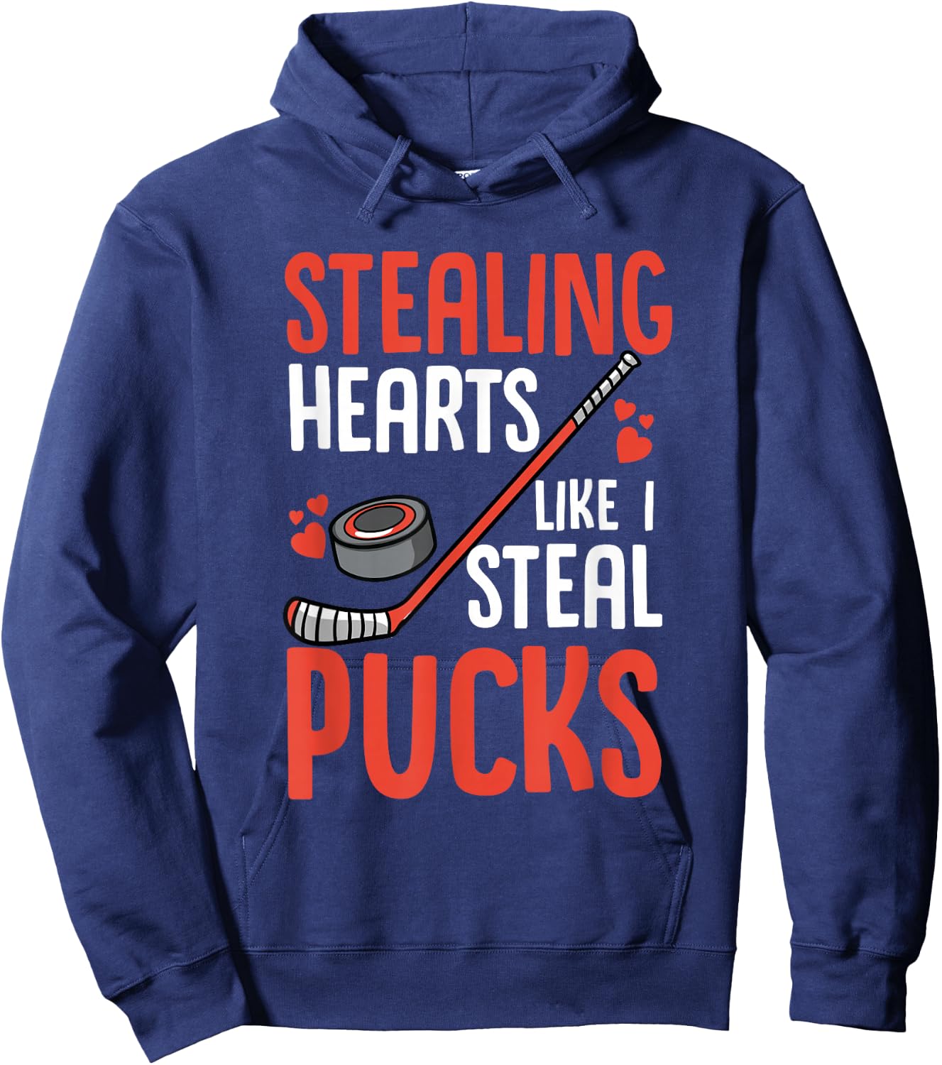 Stealing Heart Like I Steal Pucks Valentines Day Hockey Hoodie - Hoodie | Navy