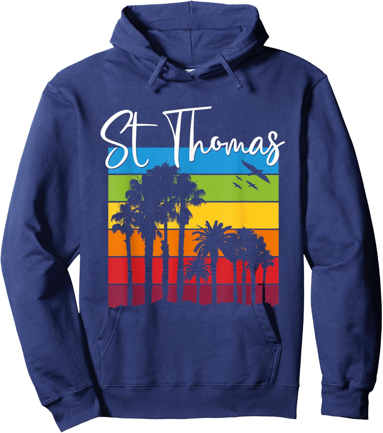 St Thomas Lover Rainbow Palm Trees Vacation Souvenir Hoodie - Hoodie | Navy