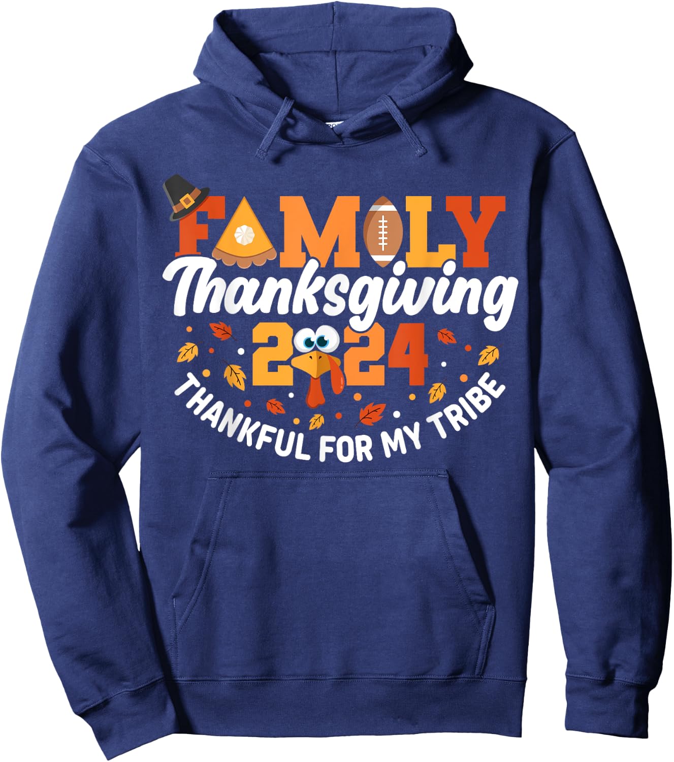 Family Thanksgiving 2024 Matching Outfit Turkey Squad Group Hoodie - Hoodie | Navy
