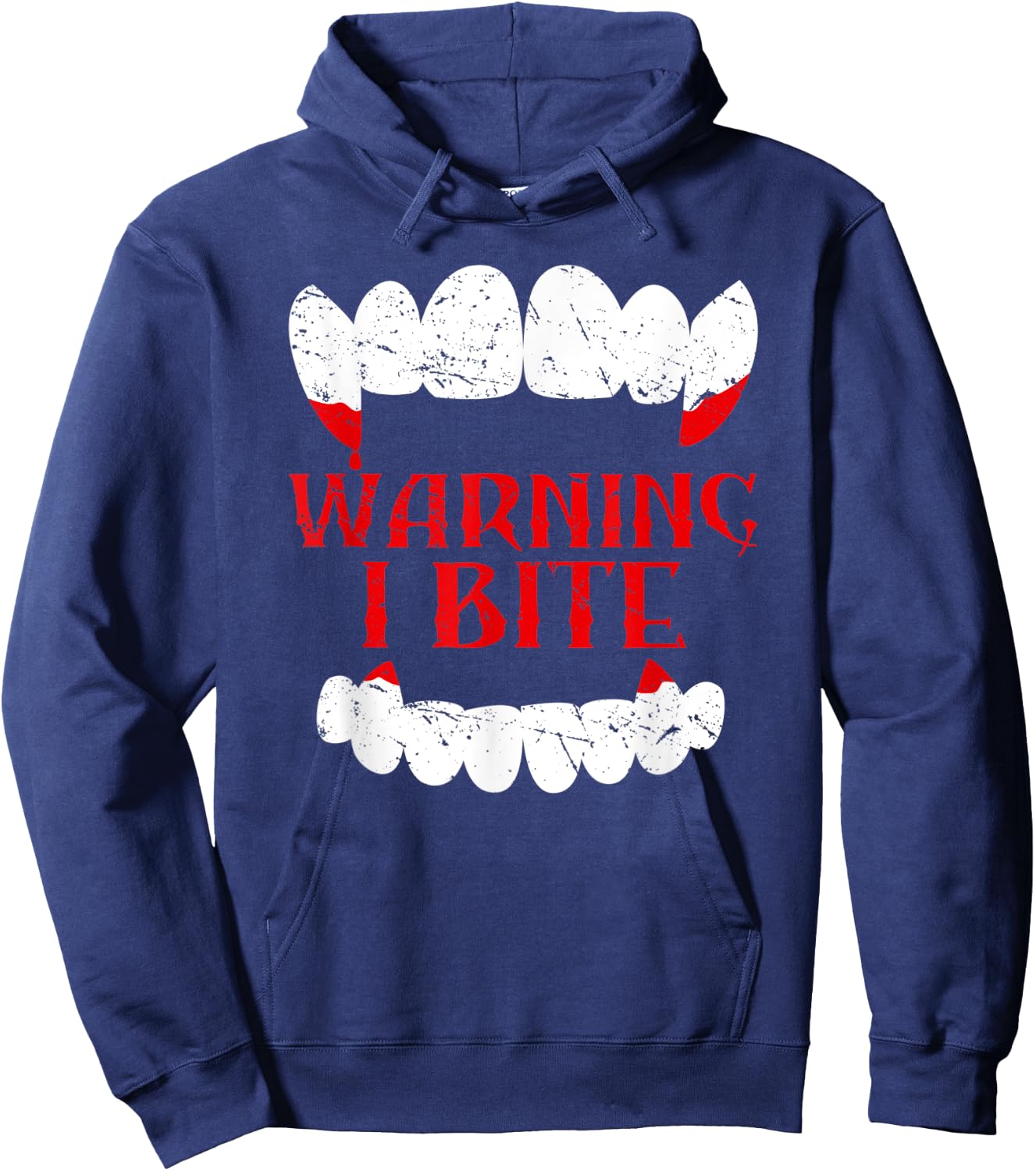 Halloween Vampire Design Warning I Bite Scary Vampire Funny Hoodie - Hoodie | Navy