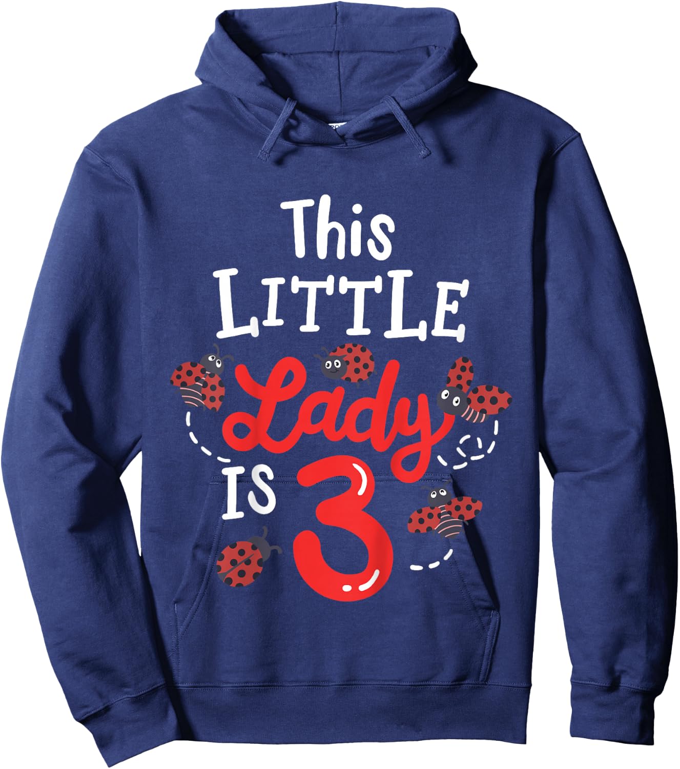 3 Year Old 3rd Birthday Matching Family Ladybug Girls Party Hoodie - Hoodie | Navy
