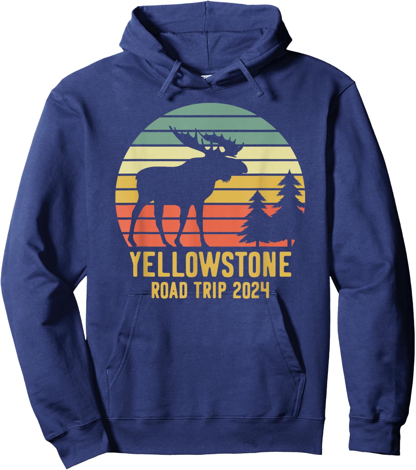 Yellowstone National Park Family Road Trip 2024 Matching Hoodie - Hoodie | Navy