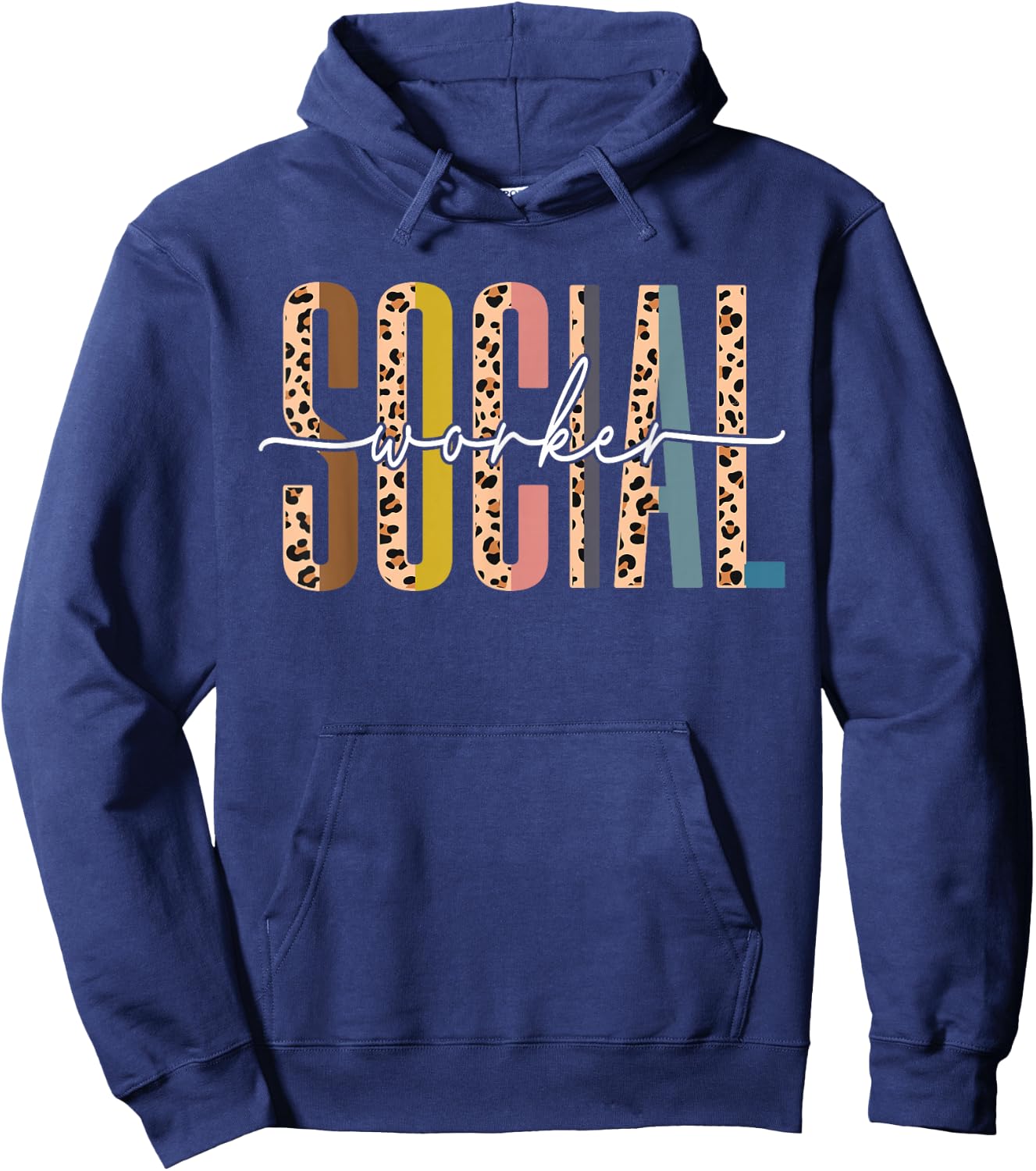 Social Worker Leopard Funny Social Work Life Girls Hoodie - Hoodie | Navy