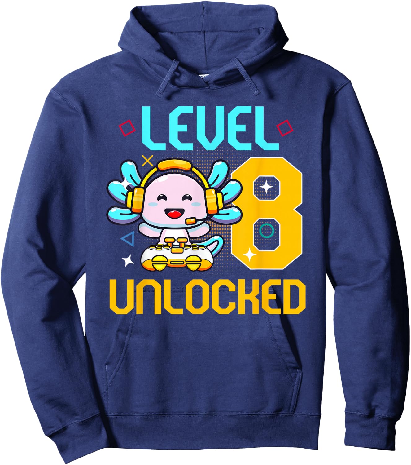 8th Axolotl Birthday Party 8 Year Old Axolotls Birthday Hoodie - Hoodie | Navy