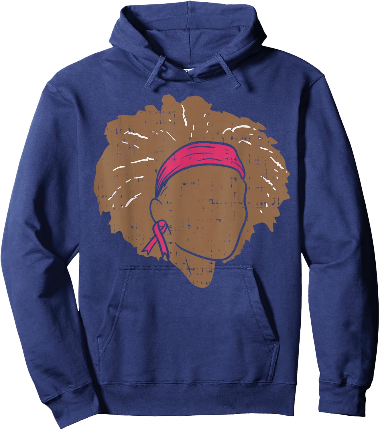 Breast Cancer Awareness Shirt Black Women Brown Pink Ribbon Hoodie - Hoodie | Navy