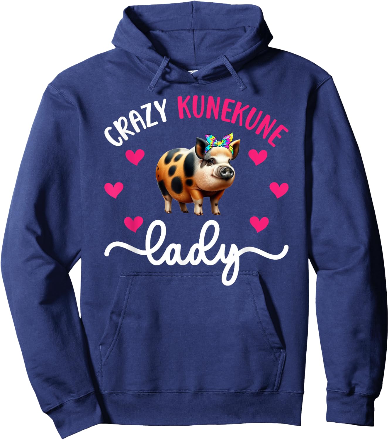 Crazy Kunekune Lady Kunekune Pig Mom Kunekune Pig Lover , Small Hoodie - Hoodie | Navy