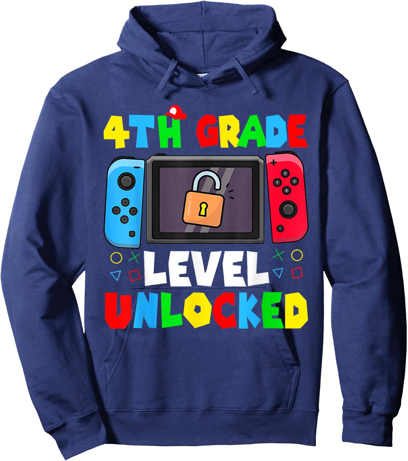 4th Grade Level Unlocked Back to School First Day Gamer Boys Hoodie - Hoodie | Navy
