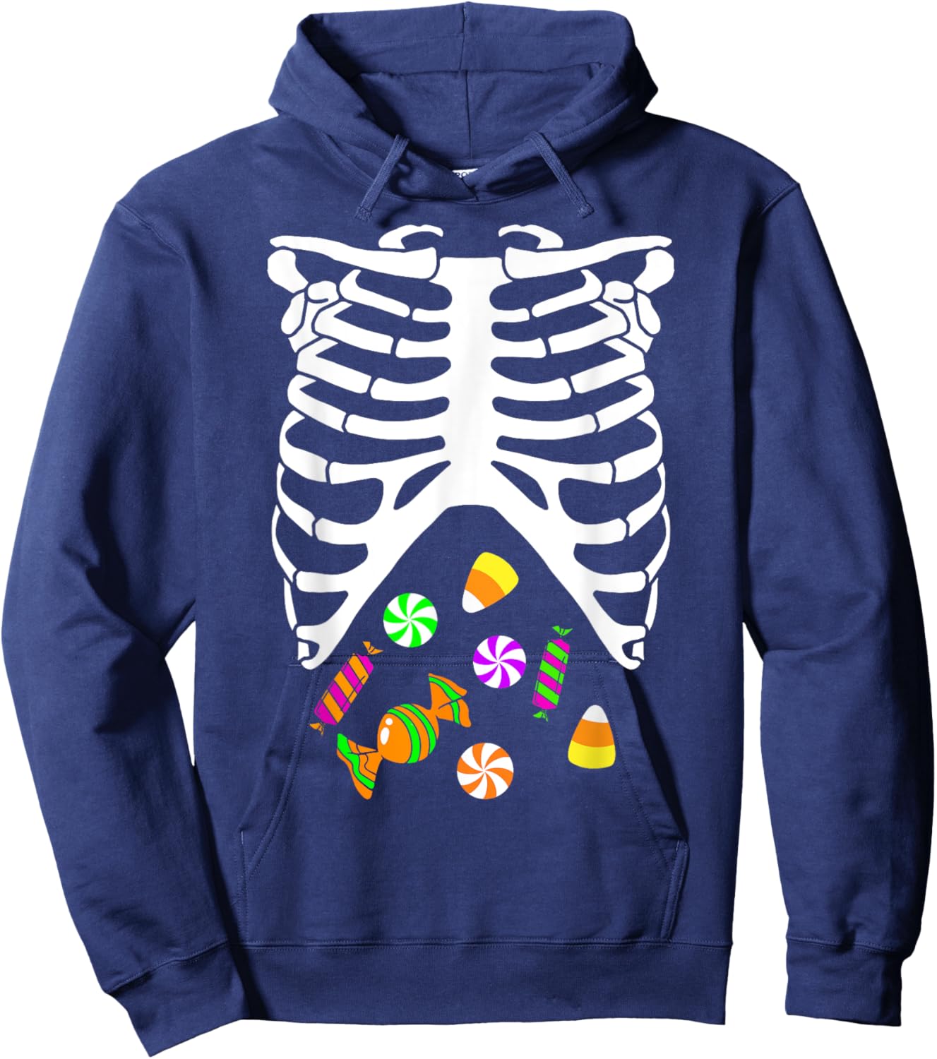 Skeleton Tummy Full of Candy Halloween Costume Hoodie - Hoodie | Navy