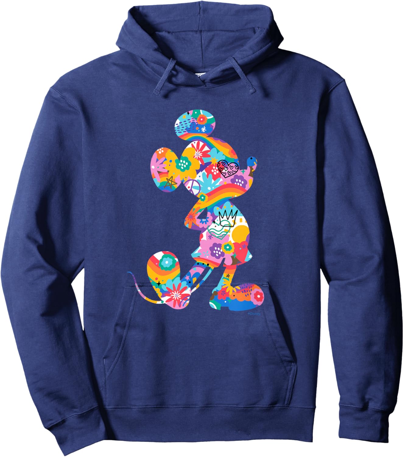 Disney Mickey Mouse Pride Pose Rainbow Icon Fill Doodles , Black, S Hoodie - Hoodie | Navy