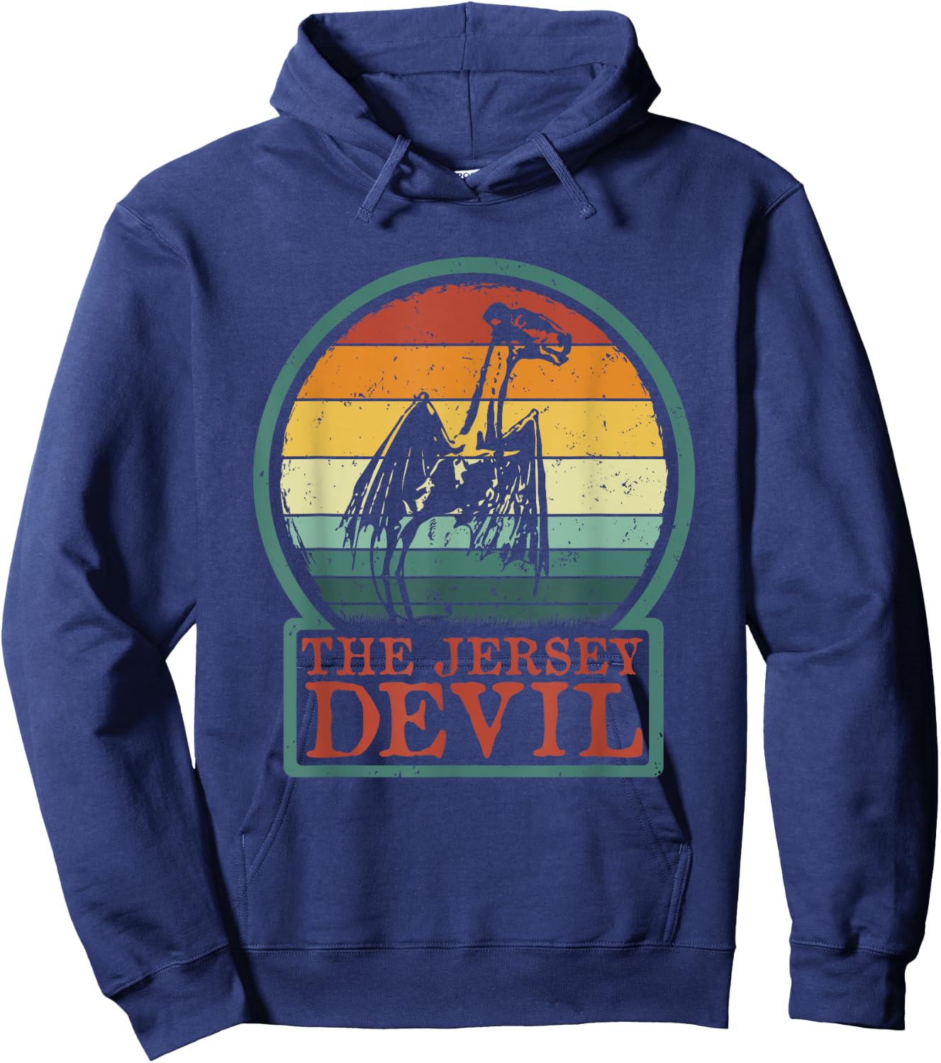 National Introvert Society - Men's Black Retro Vintage New Jersey Cryptid Hoodie - Hoodie | Navy
