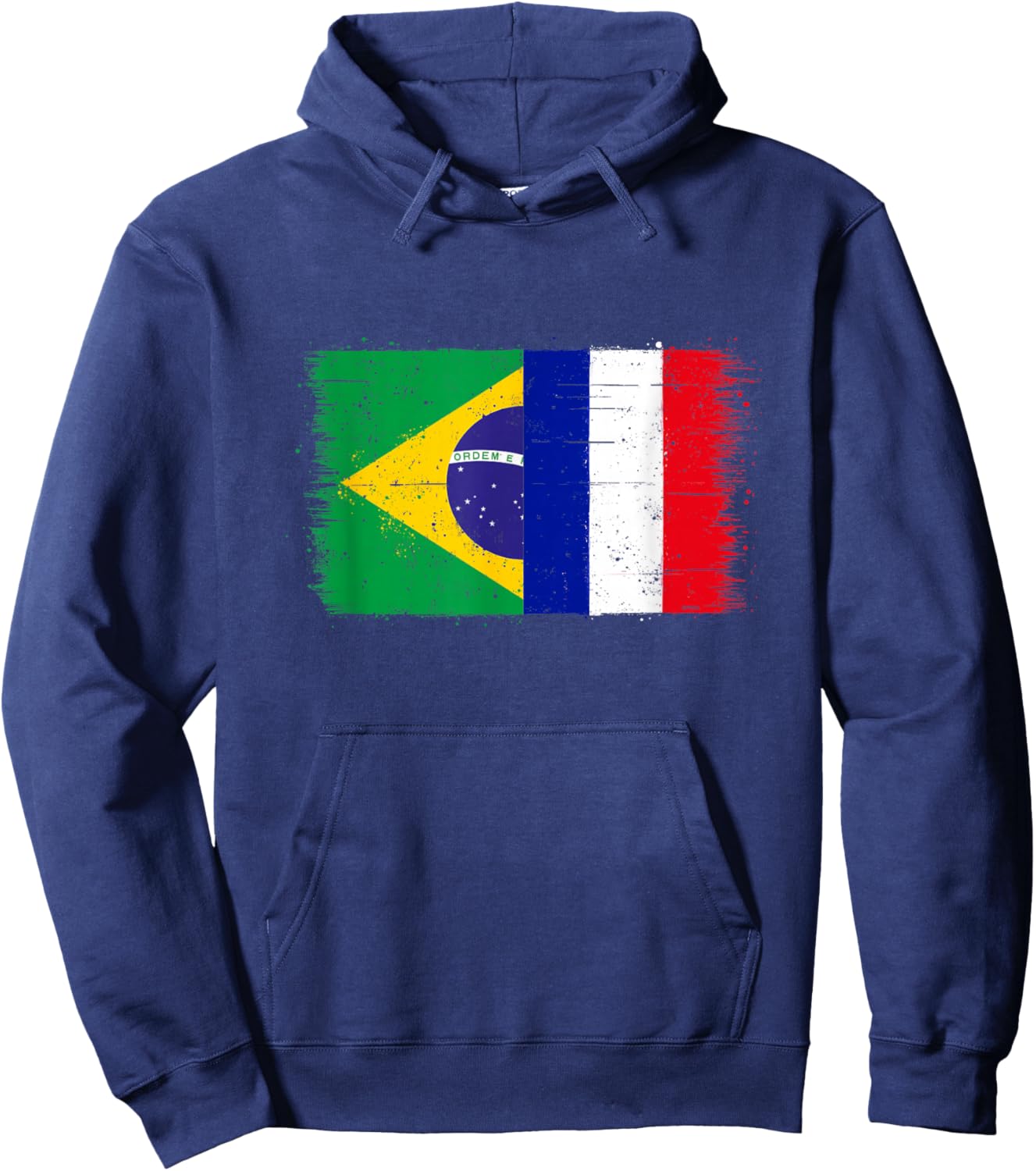 Brésil France Drapeau Fierté du Fier Fan Français Brésilien Hoodie - Hoodie | Navy