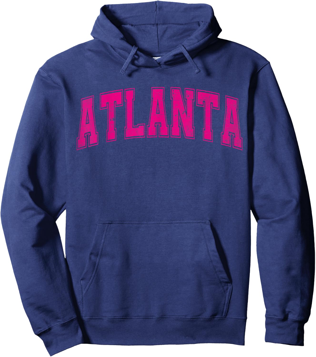 Atlanta GA Vintage Sports Pink Retro Varsity Text Hoodie - Hoodie | Navy
