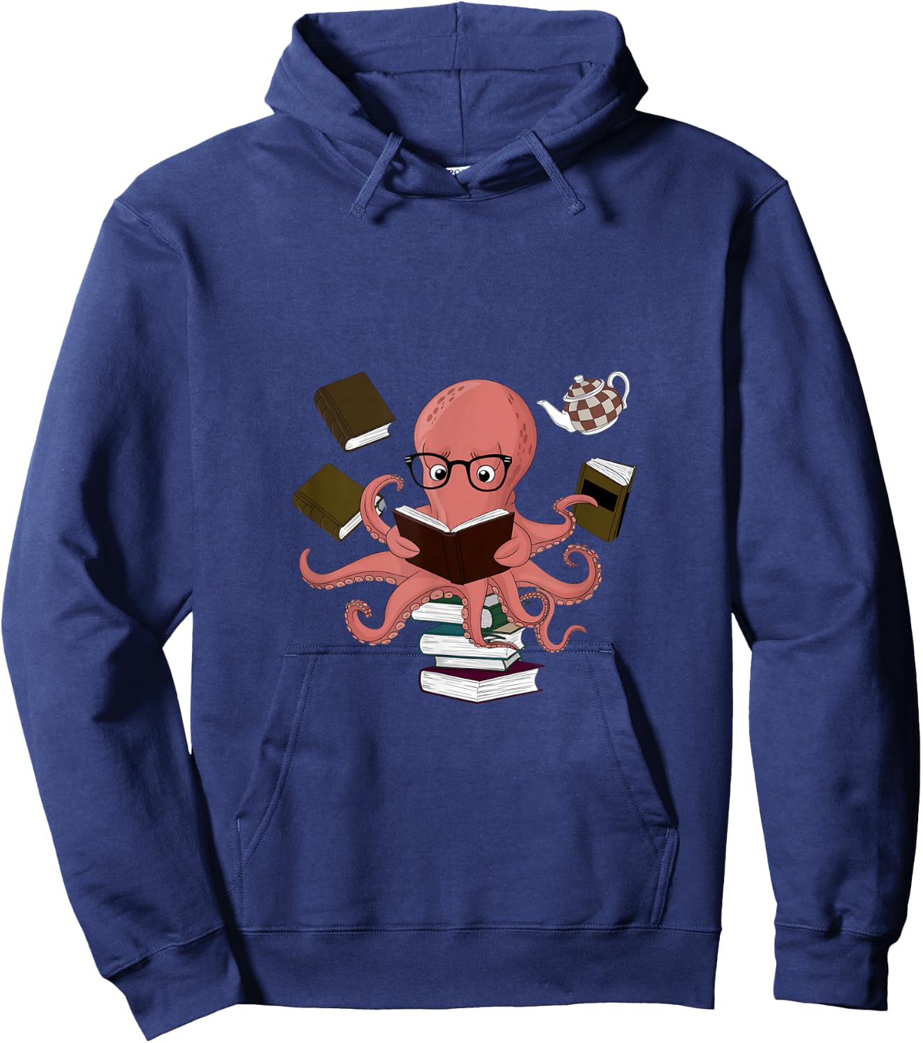 Octopus Holding Books Teacher Book Lover Reading Hoodie - Hoodie | Navy