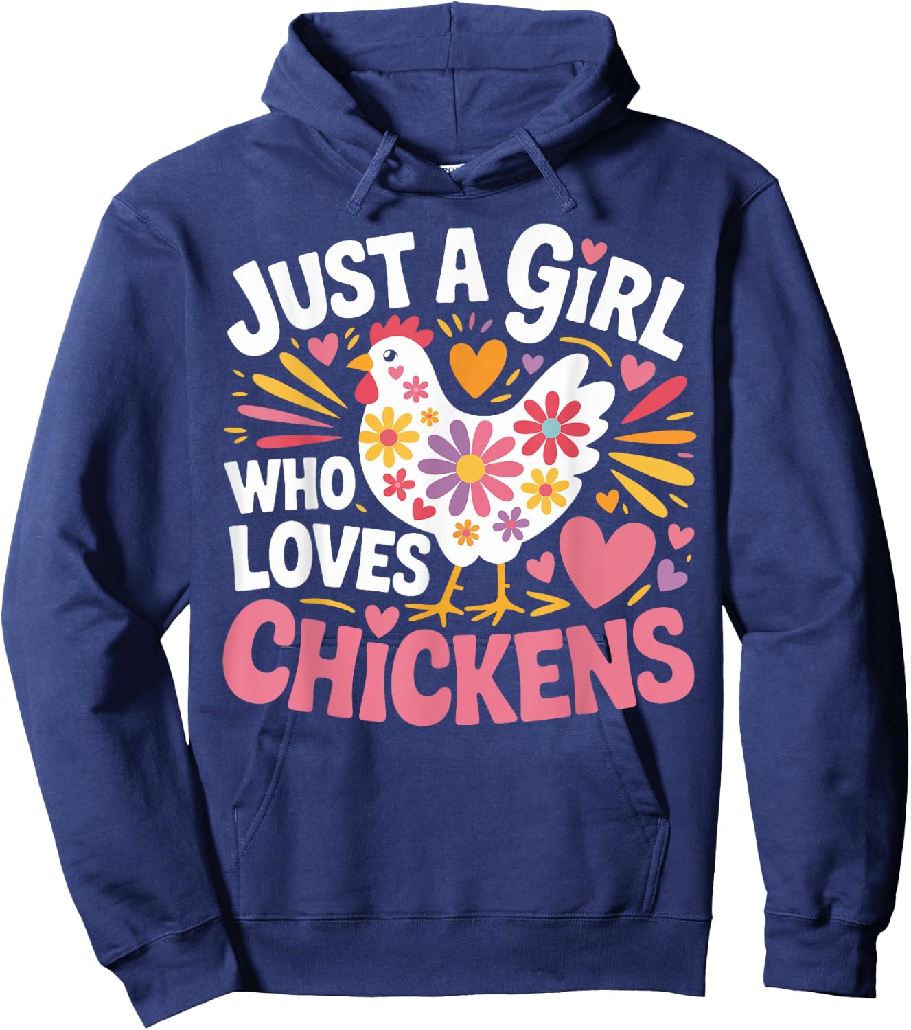 Just a Girl Who Loves Chickens Floral Gifts Girls Women Kids Hoodie - Hoodie | Navy