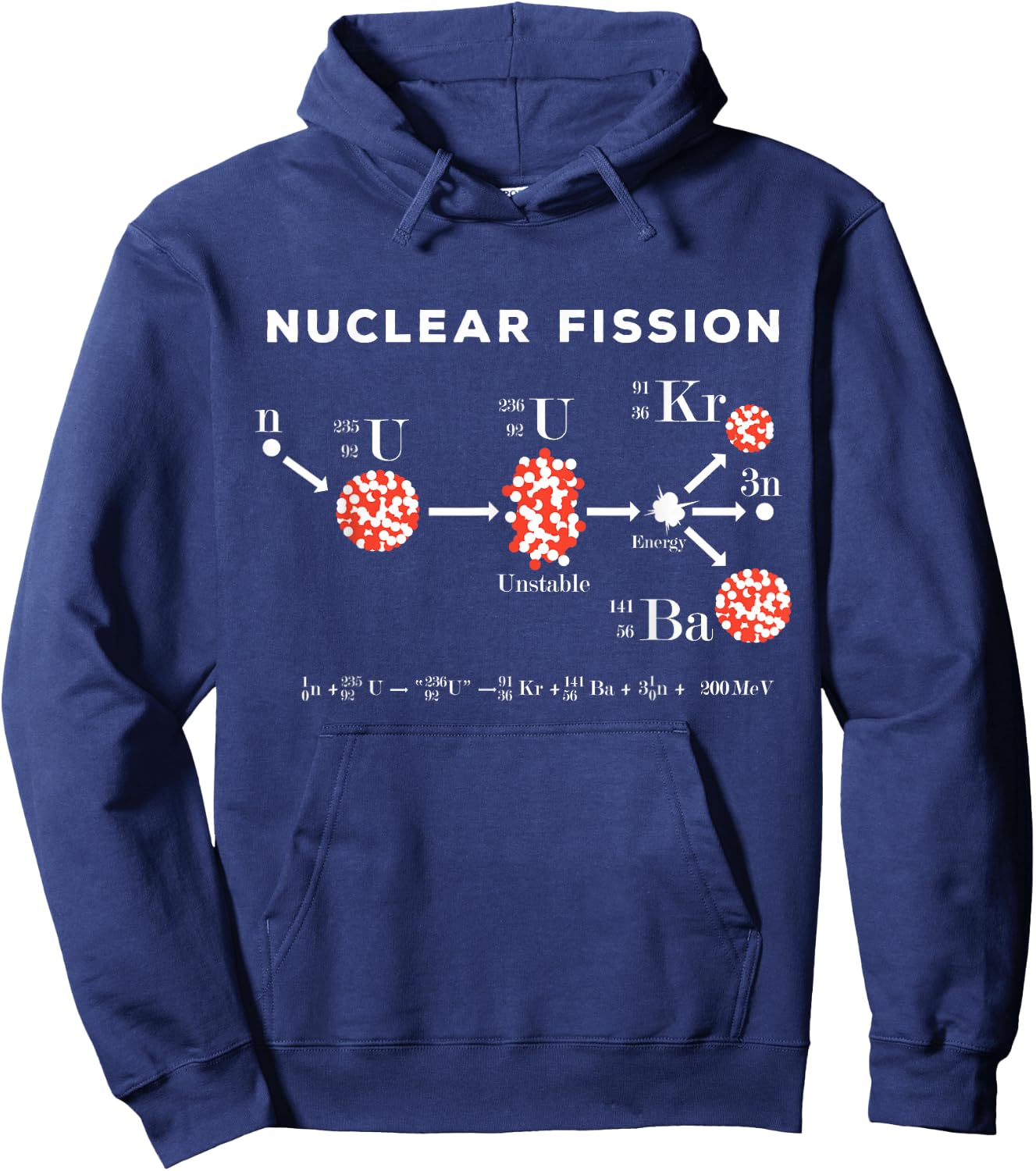 Nuclear fission calculation uranium 235 physics equation Hoodie - Hoodie | Navy
