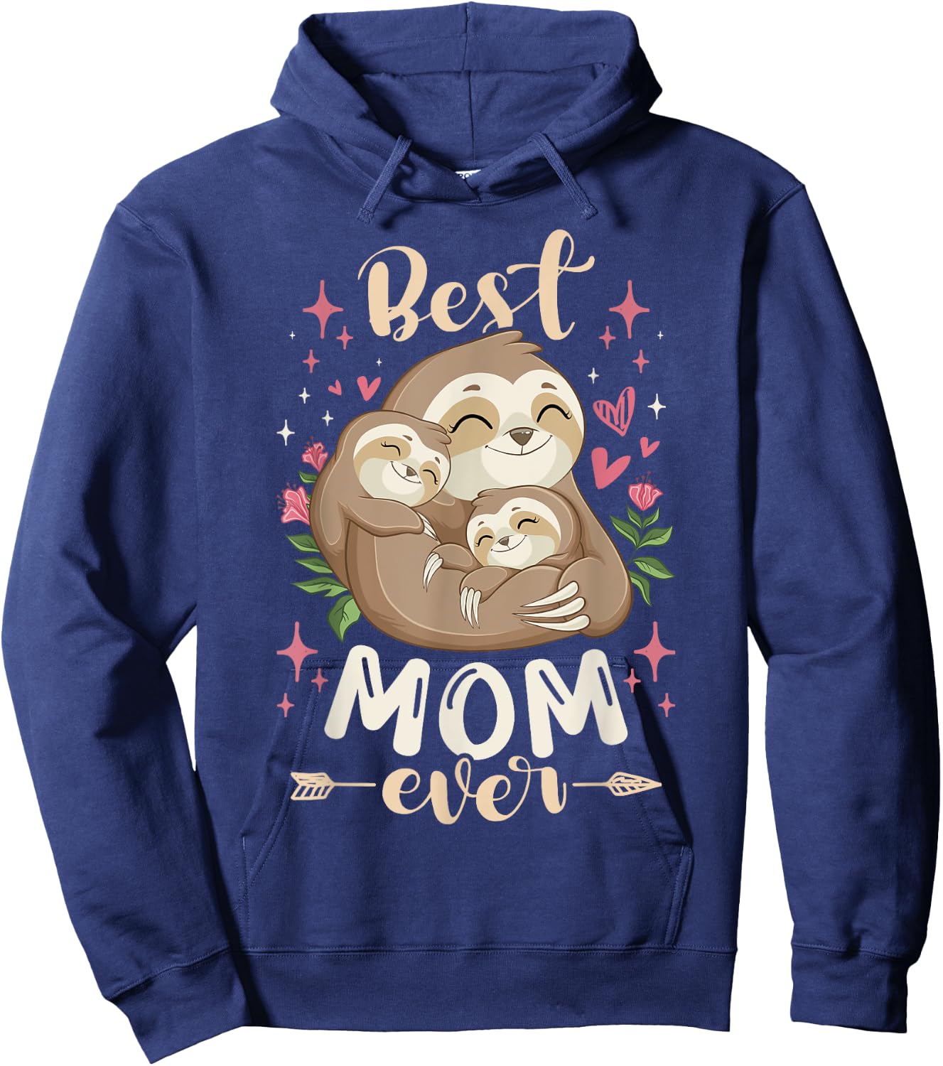 Best Mom Ever, Sloth Mother & Children, Mother's Day Hoodie - Hoodie | Navy