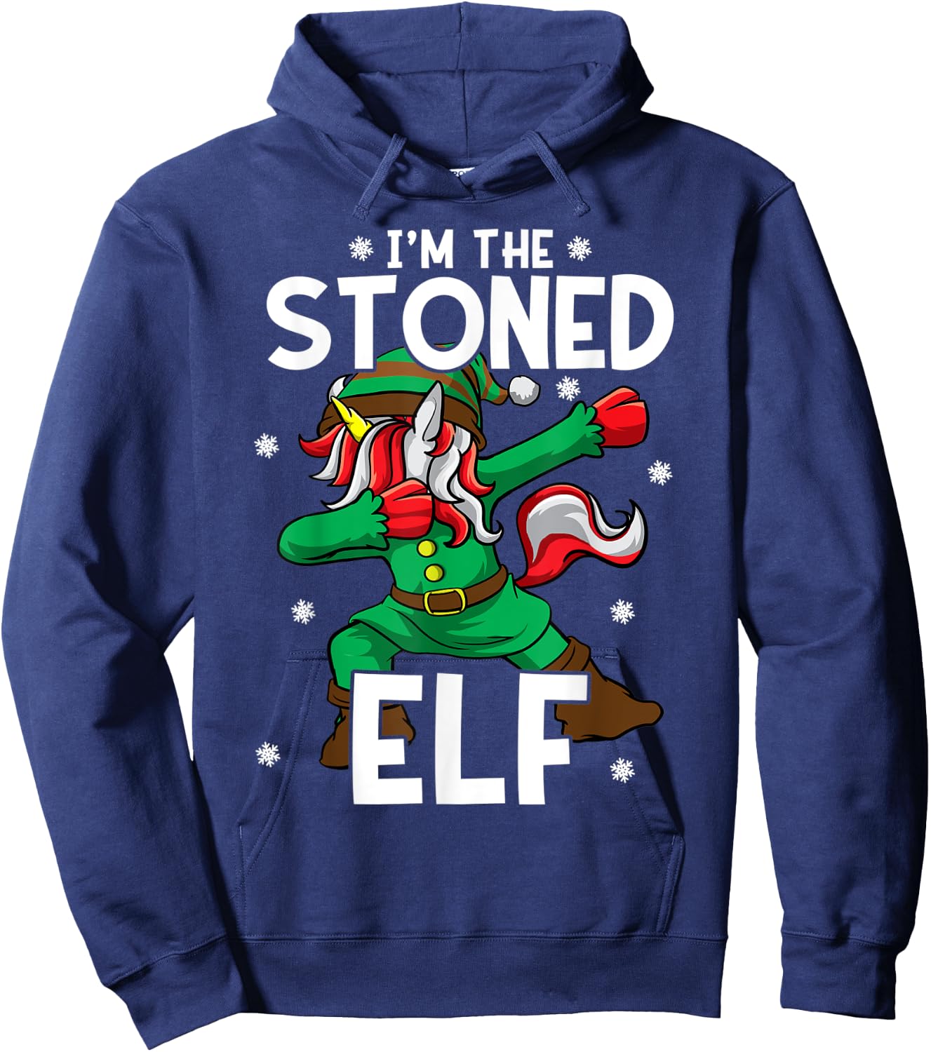 I'm The Stoned Elf Unicorn Cannabis Marijuana Weed Christmas Hoodie - Hoodie | Navy