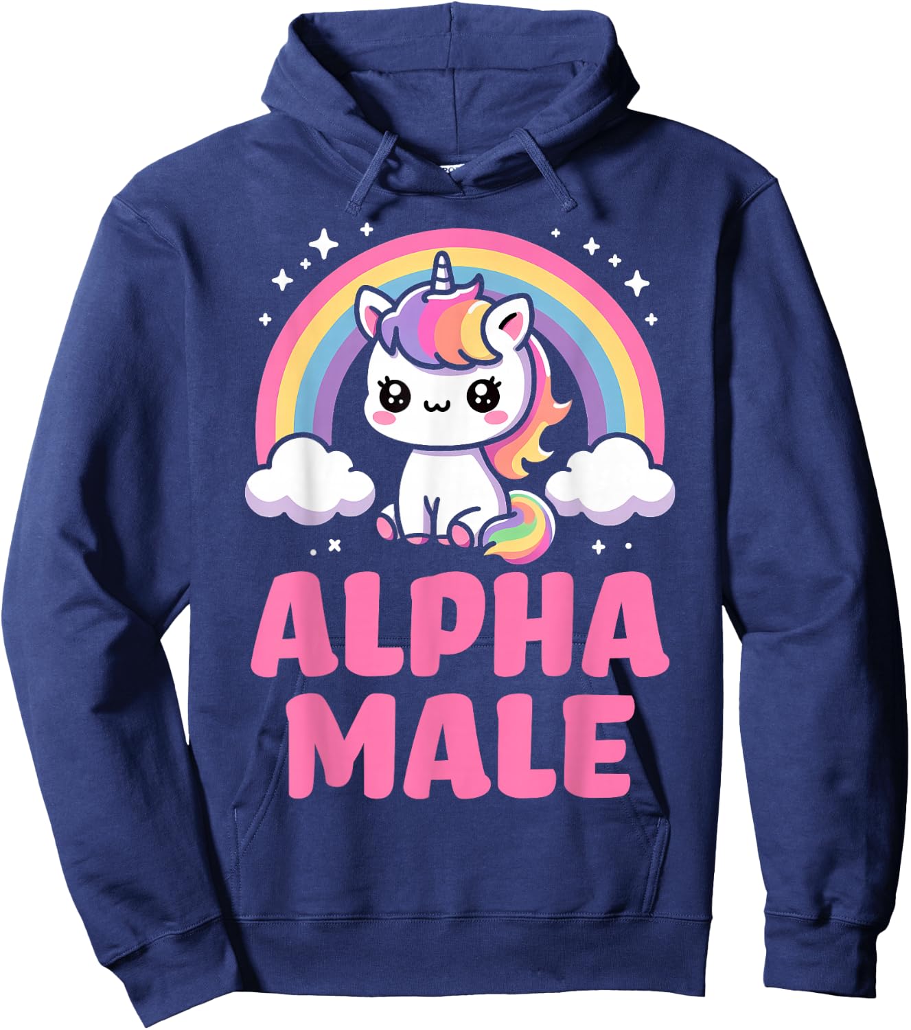 Funny Ironic Men Cute Alpha Male Unicorn , Black, S Hoodie - Hoodie | Navy