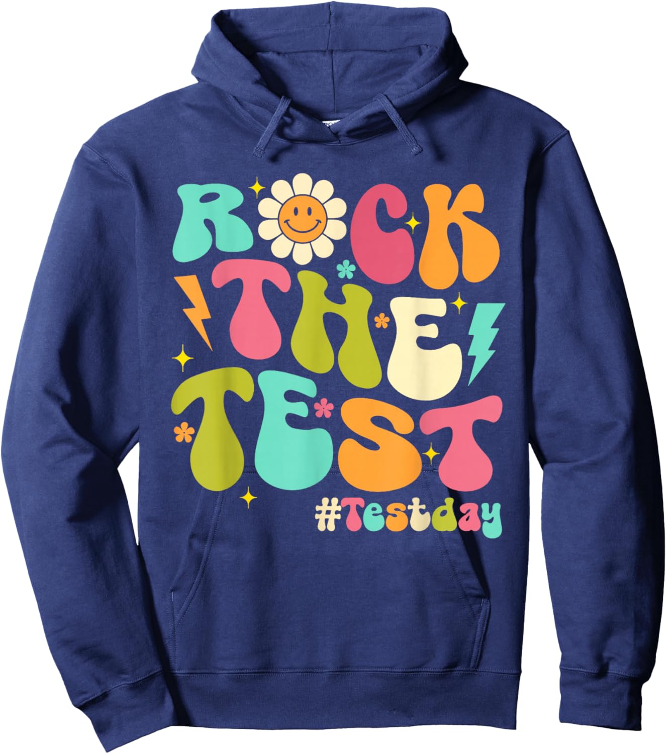 Groovy Rock The Test Motivational Testing Day Teachers Hoodie - Hoodie | Navy