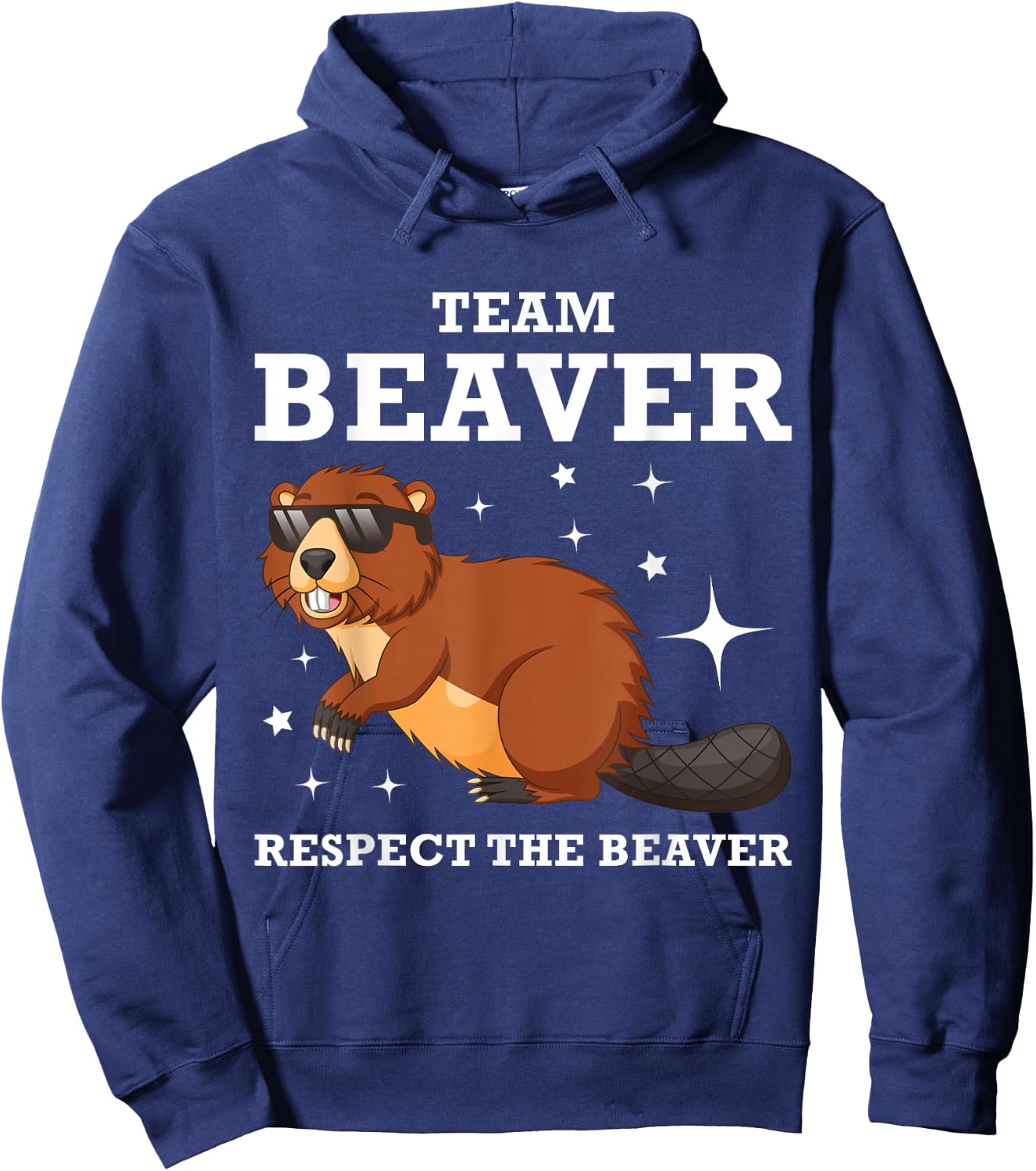Funny Team Cool Cartoon Respect the Beaver Hoodie - Hoodie | Navy