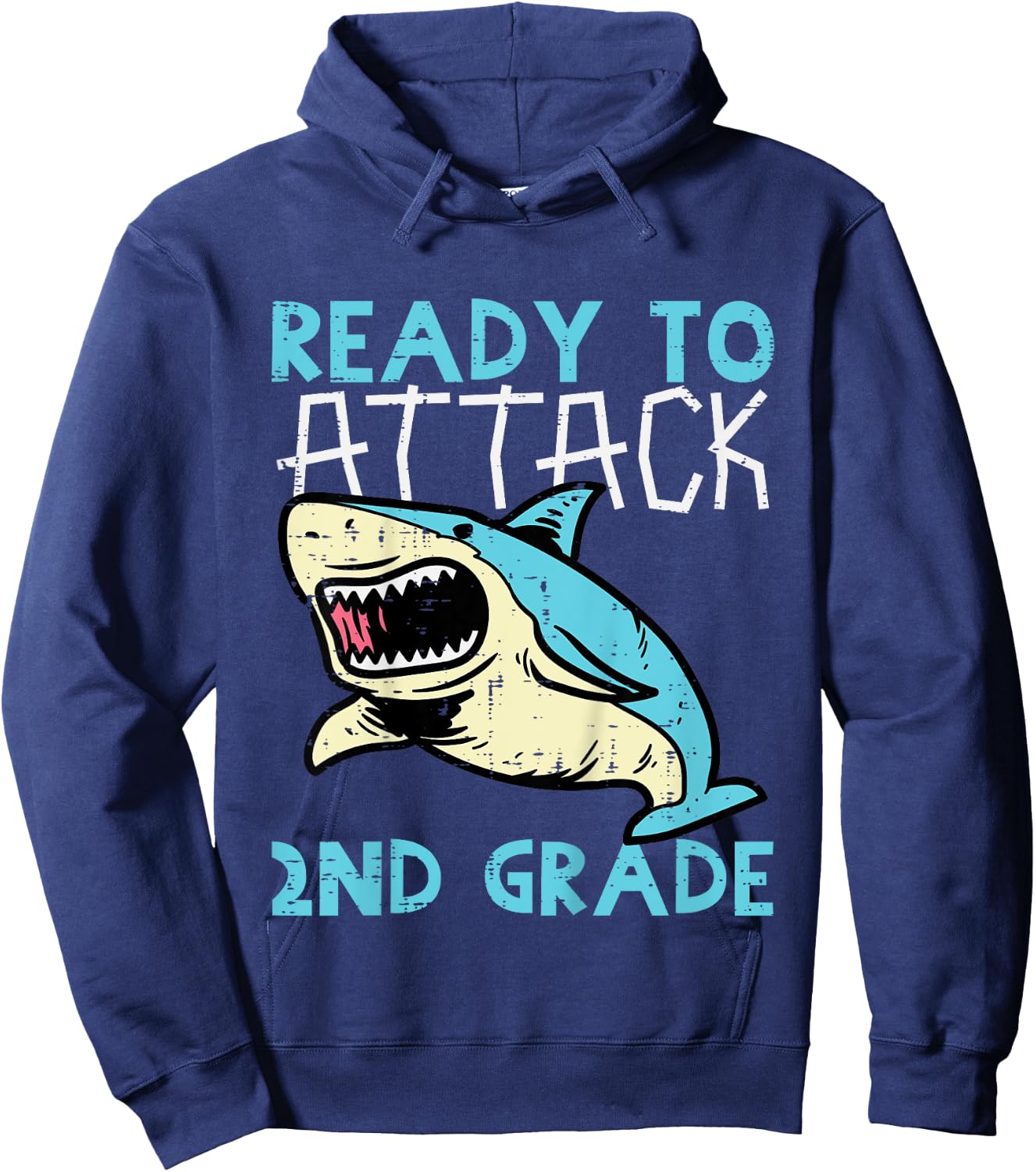 Kids Shark Ready To Attack 2nd Grade Second First Day Of School Hoodie - Hoodie | Navy