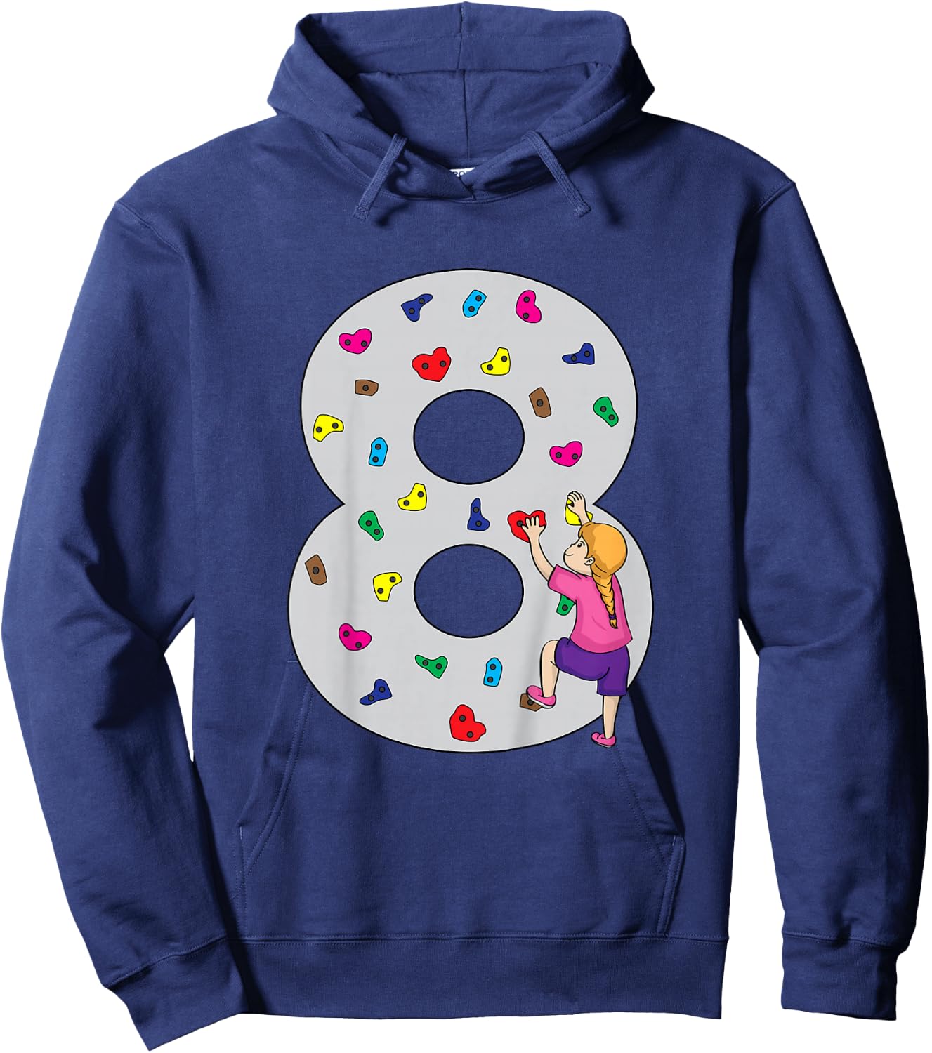 8.Geburtstag Party Klettern Bouldern Kinder Geburtstag Girl Hoodie - Hoodie | Navy